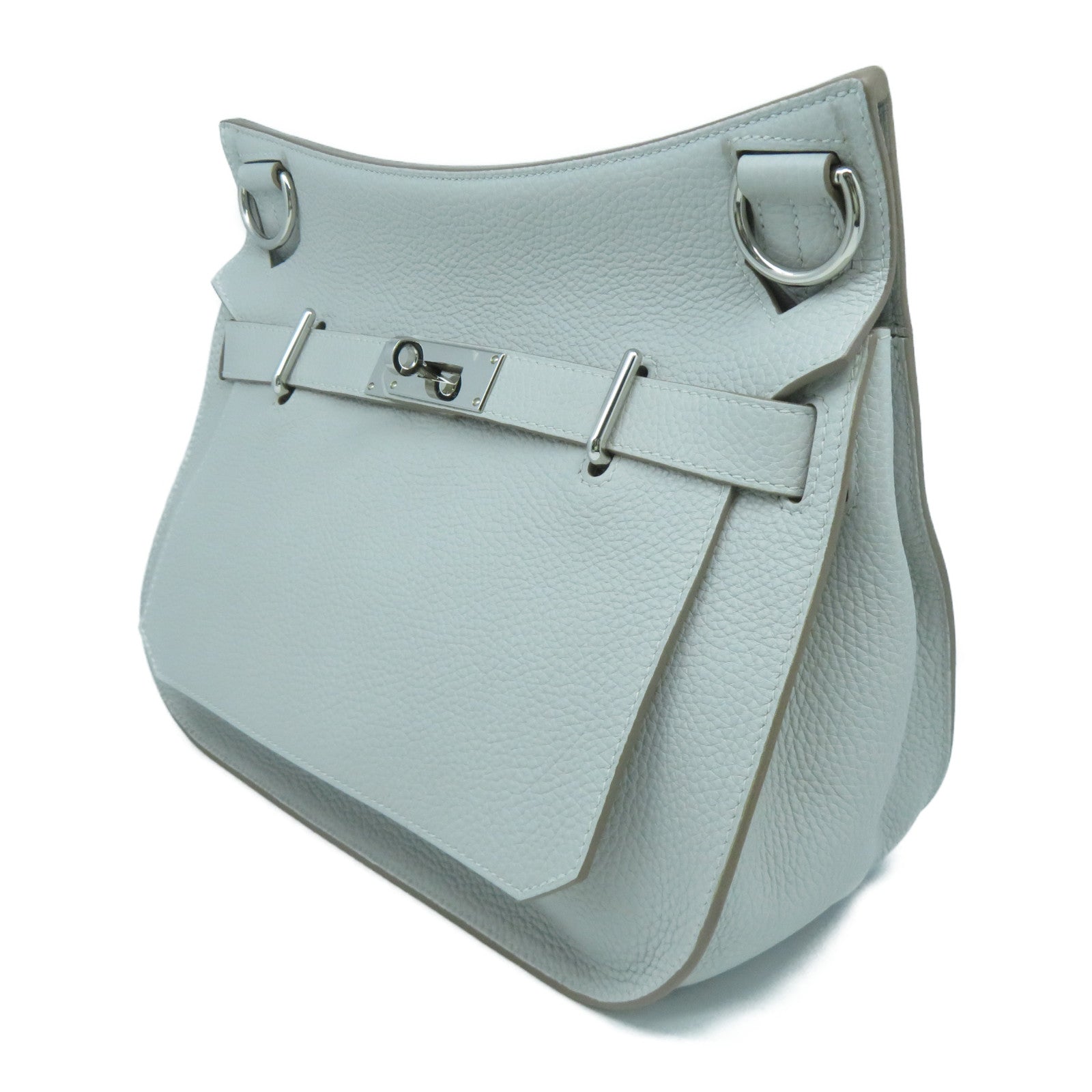 HERMES Clemence皮革Jypsiere 31銀扣肩背袋Gris Perle珍珠灰色
