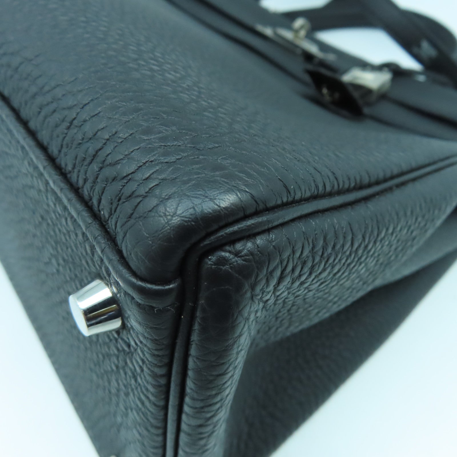 HERMES Togo皮革Kelly 35銀扣手挽肩背兩用袋Noir黑色