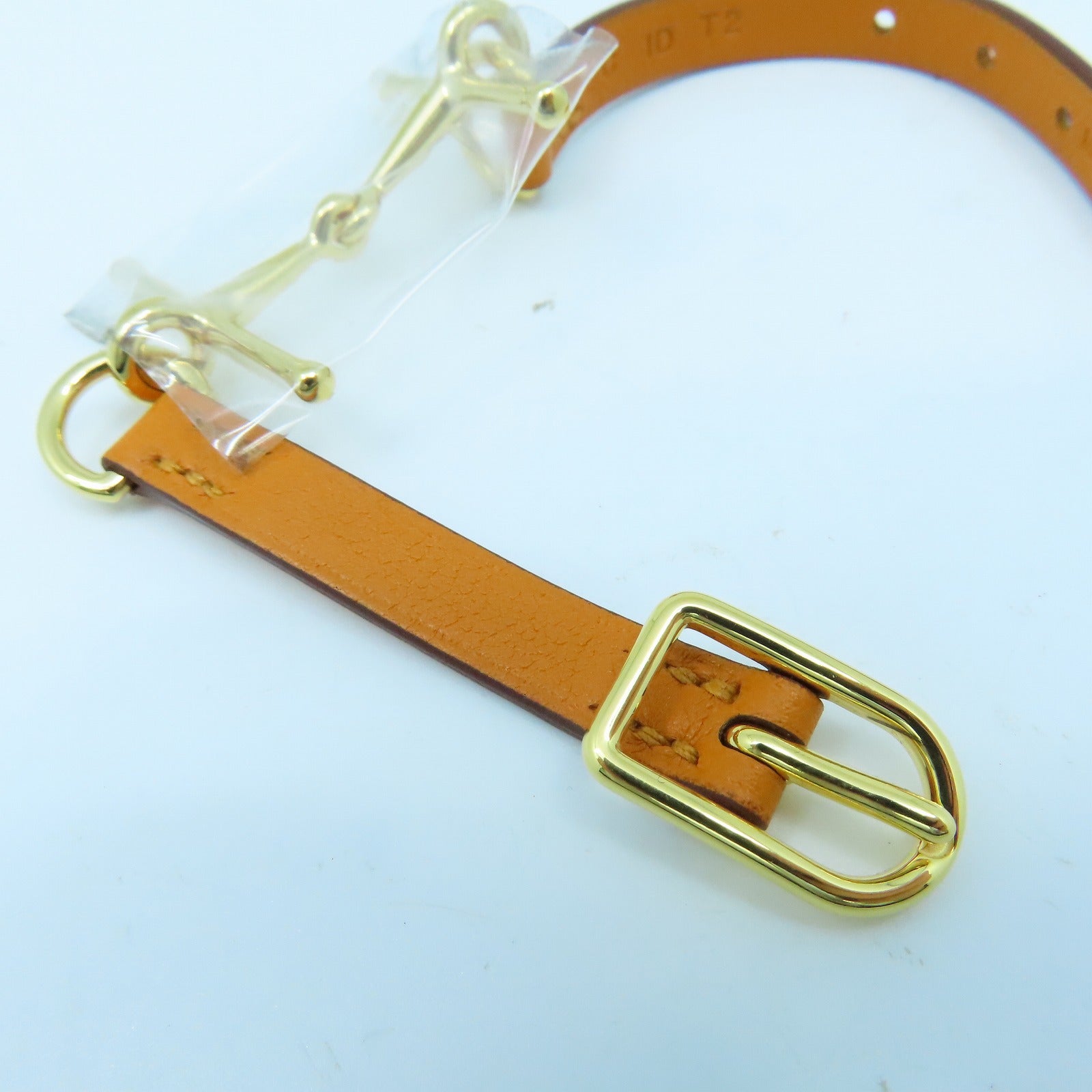 HERMES Swift Leather Snaffle Bit Bracelet Gold Buckle Bracelet Orange Orange