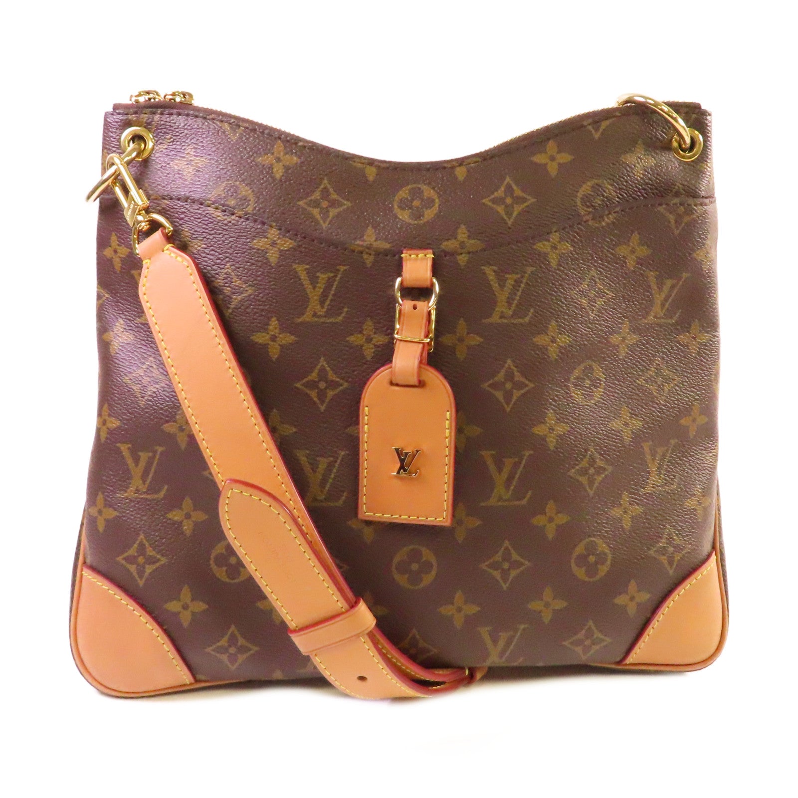 LOUIS VUITTON Monogram Odeon MM Shoulder Bag金扣肩背袋啡色