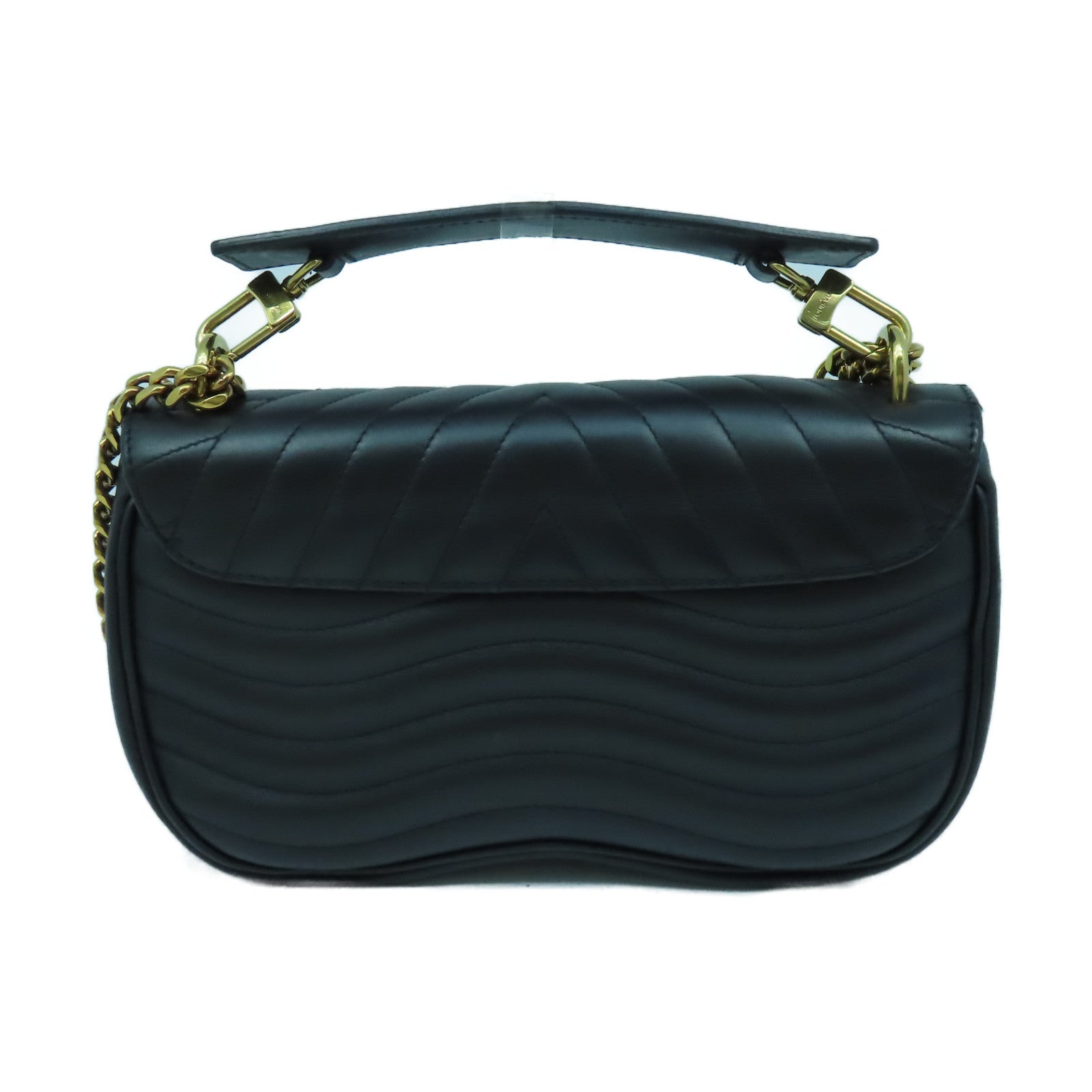 LOUIS VUITTON 牛皮皮革New Wave MM金扣手挽肩背兩用袋黑色