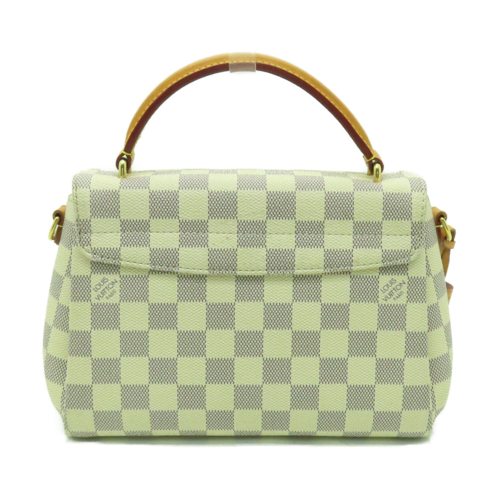 LOUIS VUITTON Damier Azur Croisette金扣手挽肩背兩用袋白色