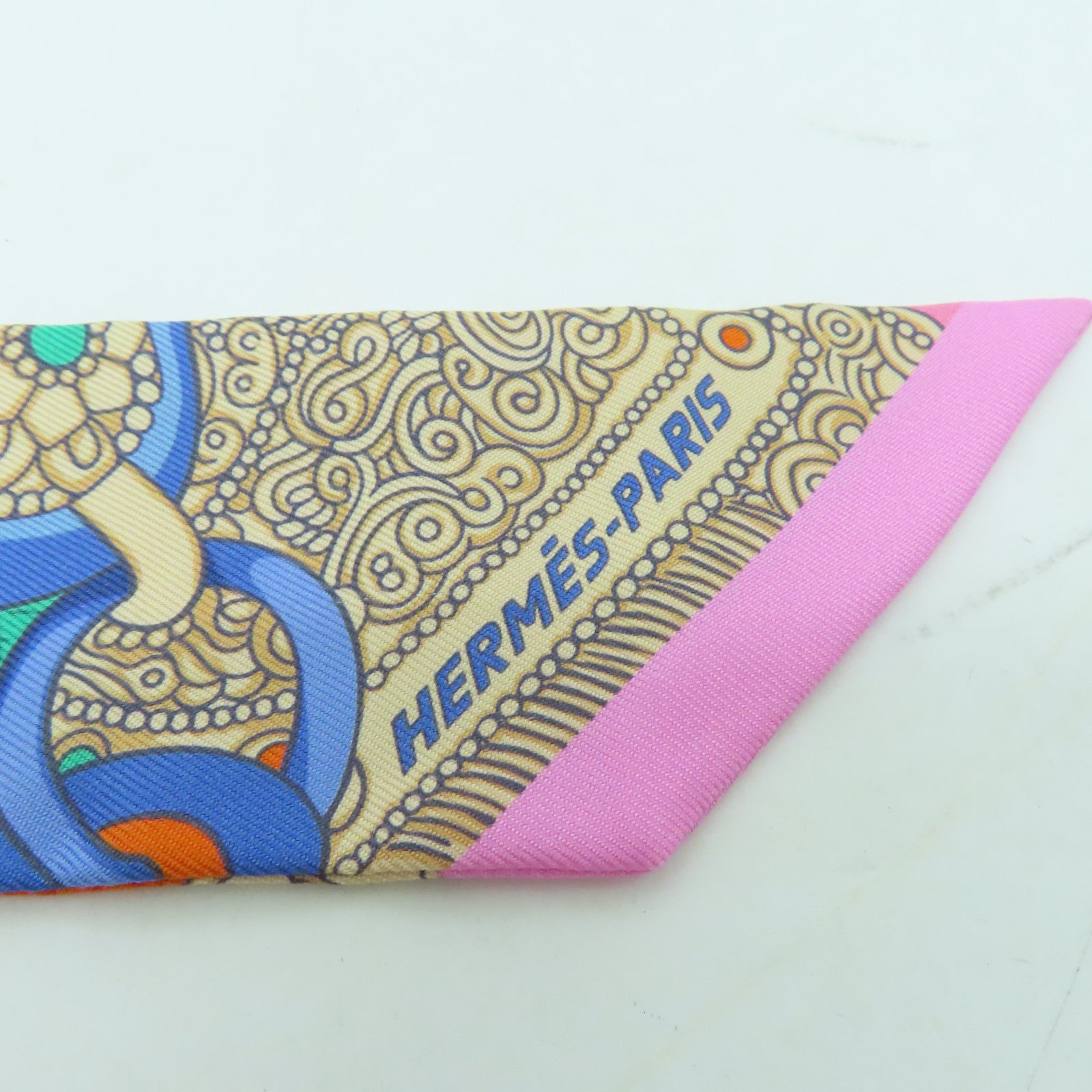 HERMES 絲質Twilly絲巾彩色