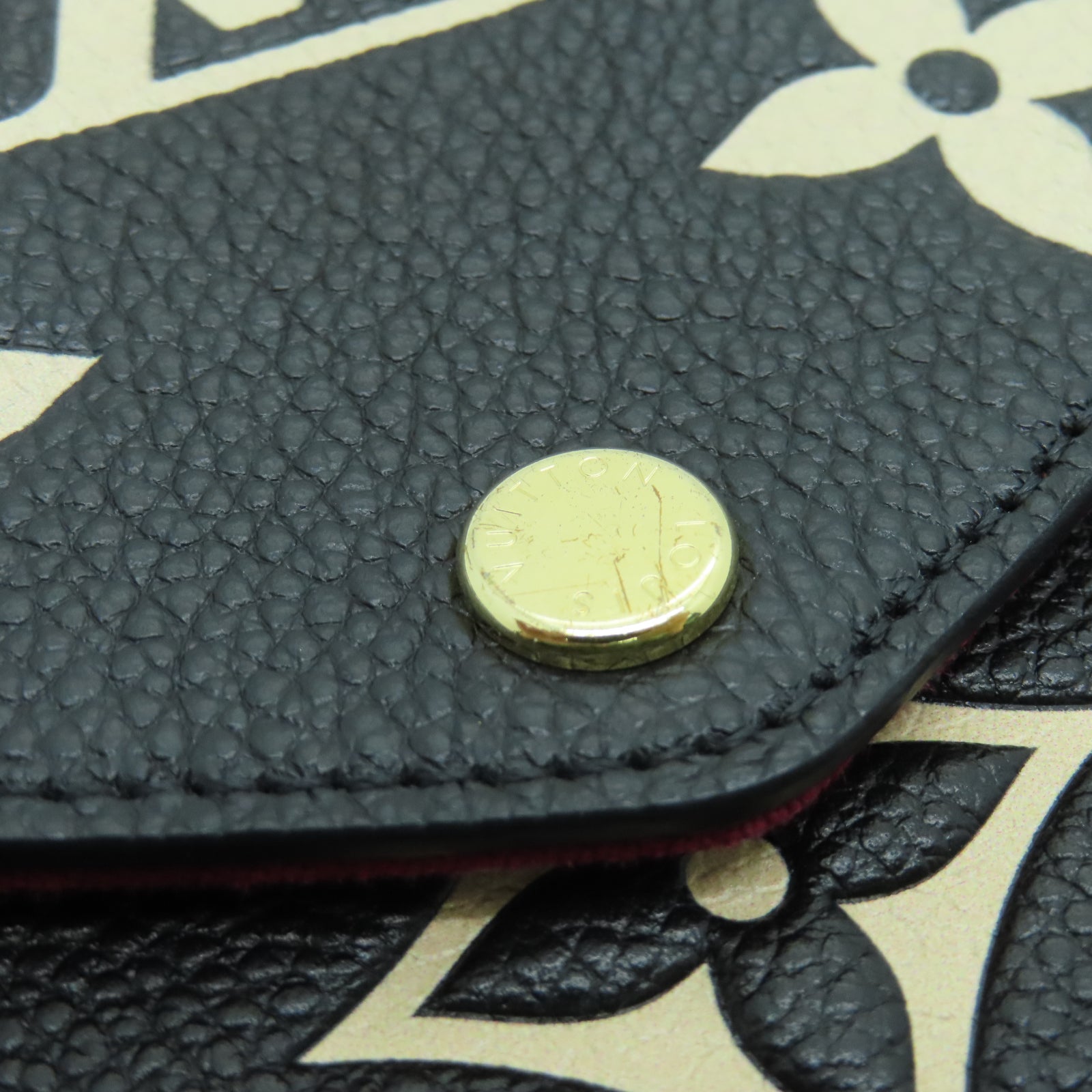 LOUIS VUITTON Monogram Empreinte Felicie Pochette Gold Buckle Chain Shoulder Bag Black/White