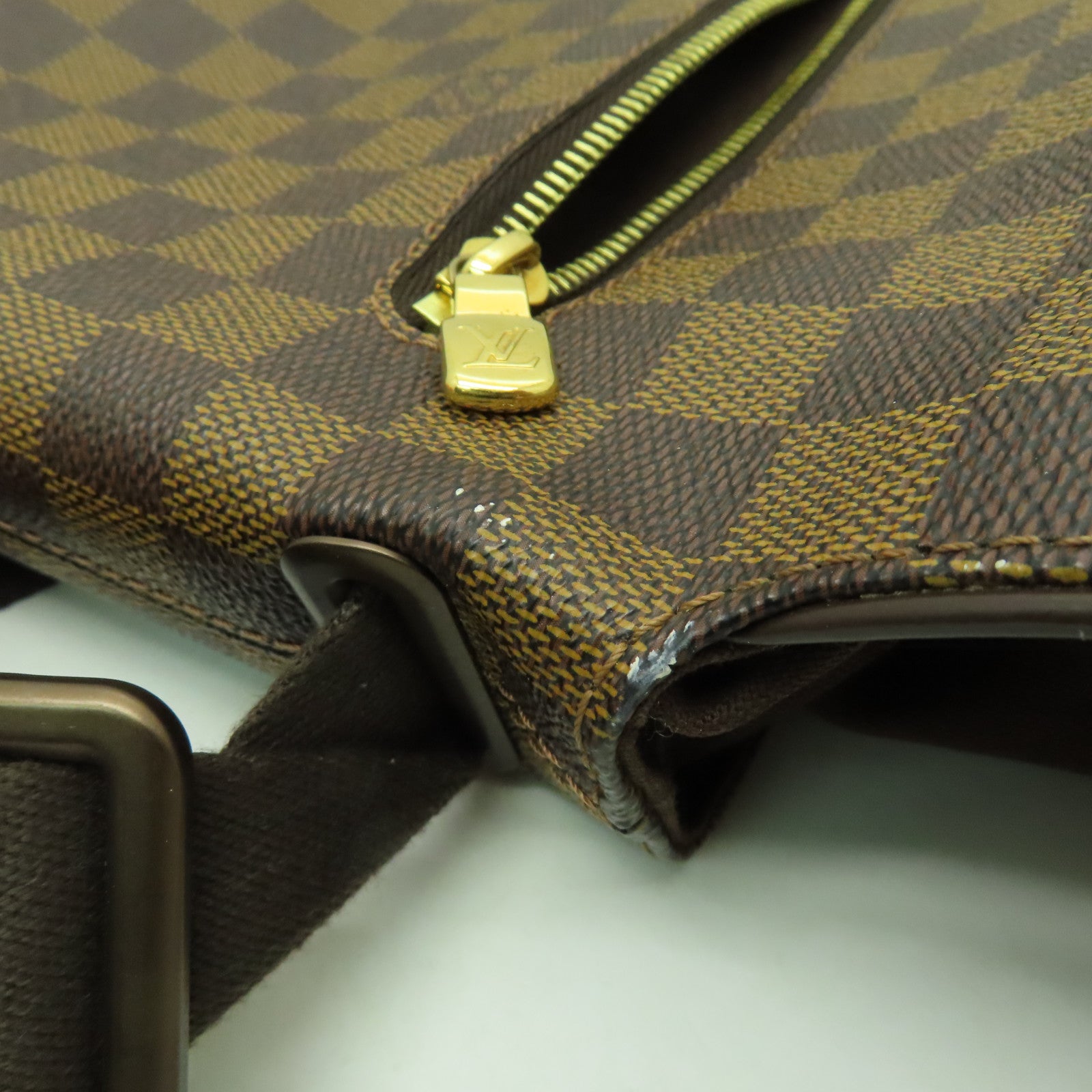LOUIS VUITTON Damier Brooklyn MM金扣肩背袋啡色