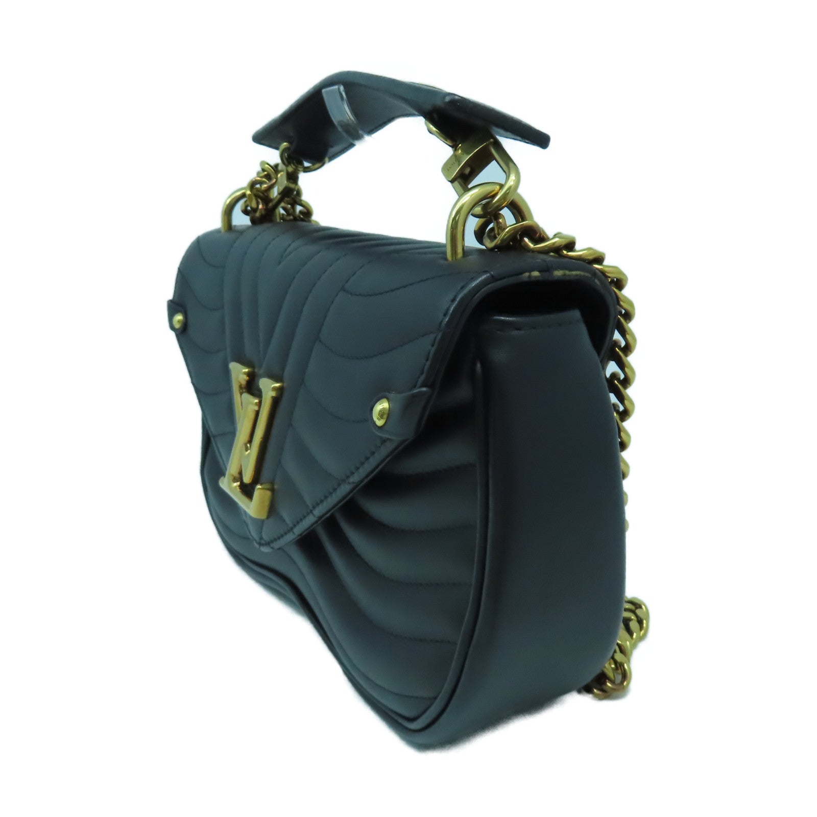 LOUIS VUITTON 牛皮皮革New Wave MM金扣手挽肩背兩用袋黑色