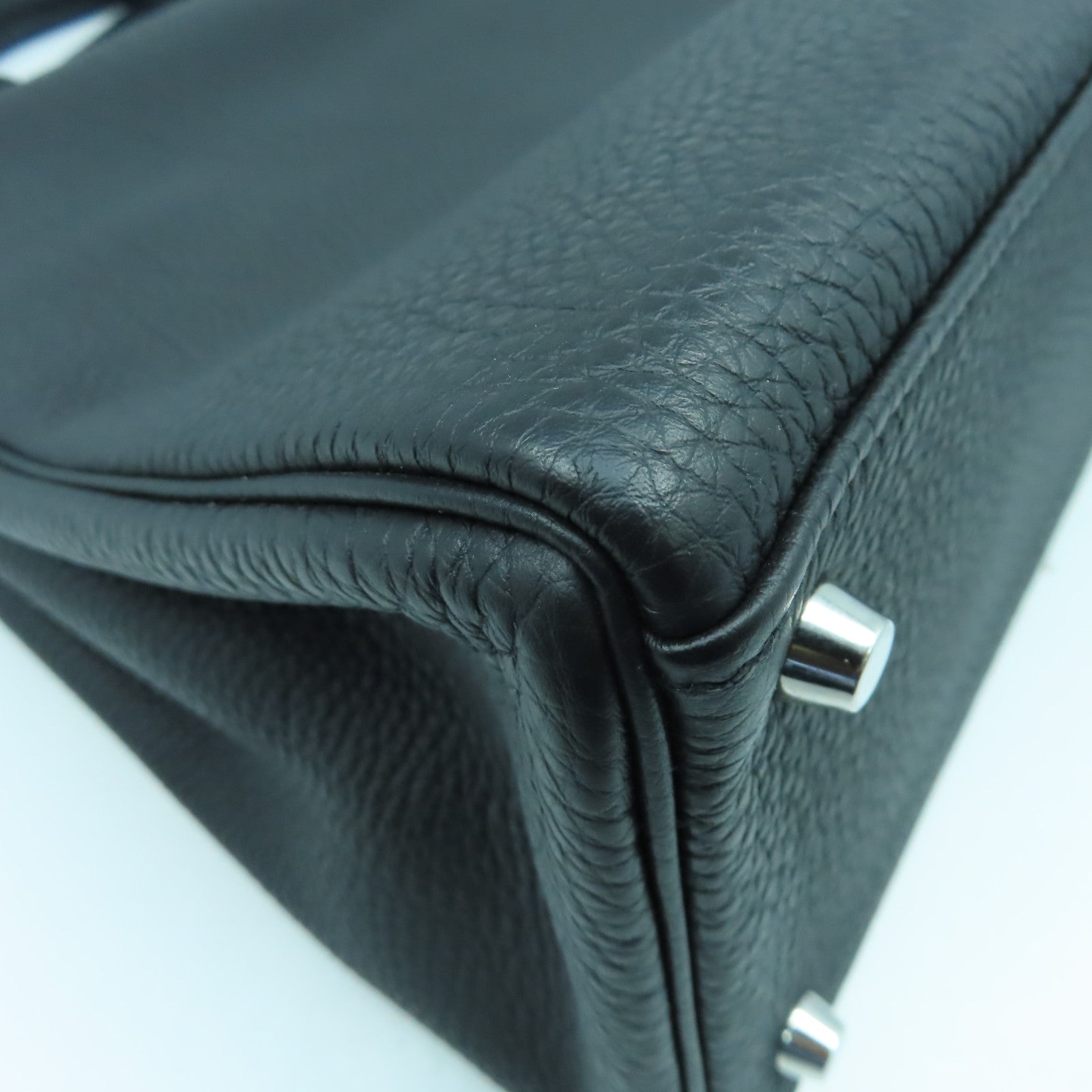 HERMES Togo皮革Kelly 35銀扣手挽肩背兩用袋Noir黑色