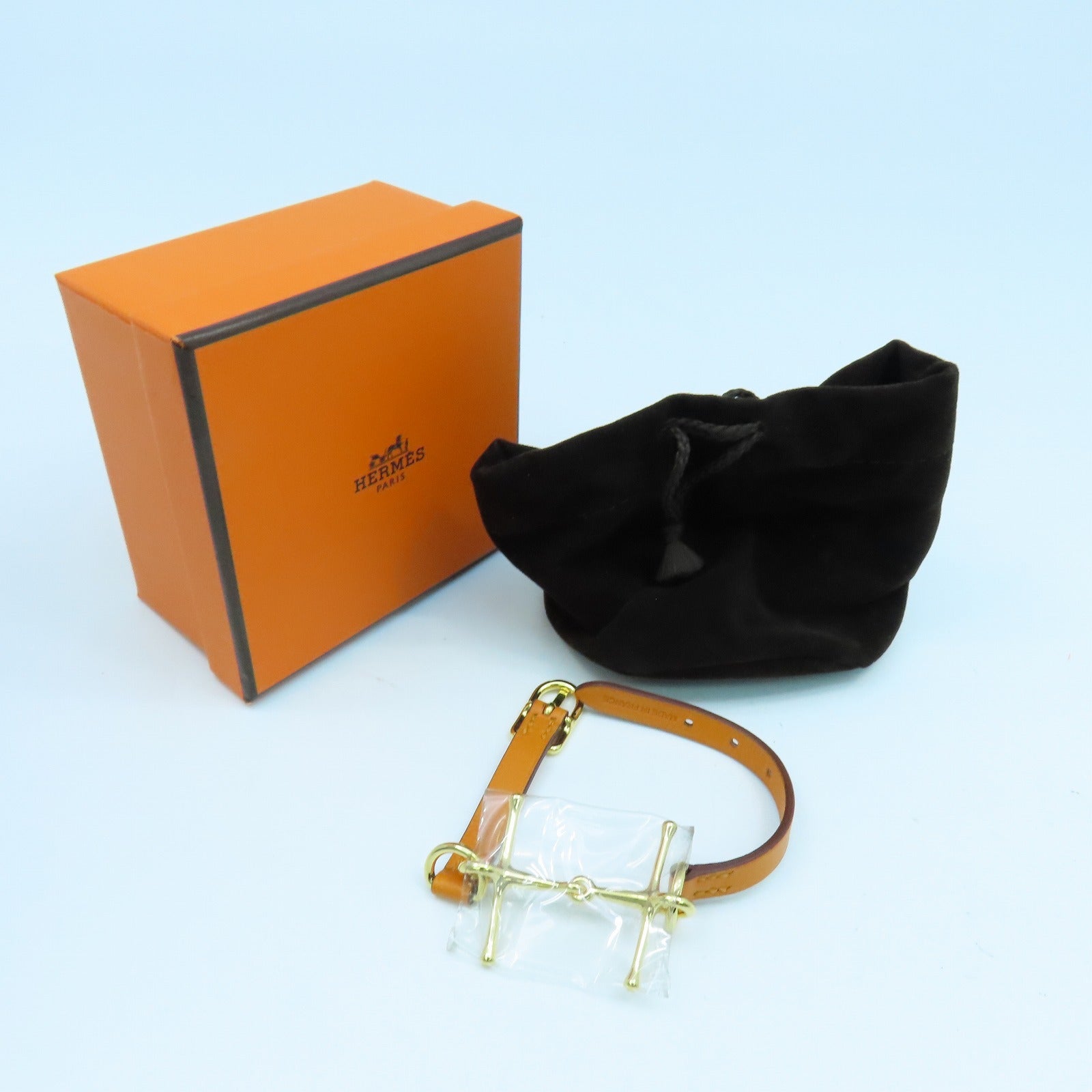 HERMES Swift Leather Snaffle Bit Bracelet Gold Buckle Bracelet Orange Orange