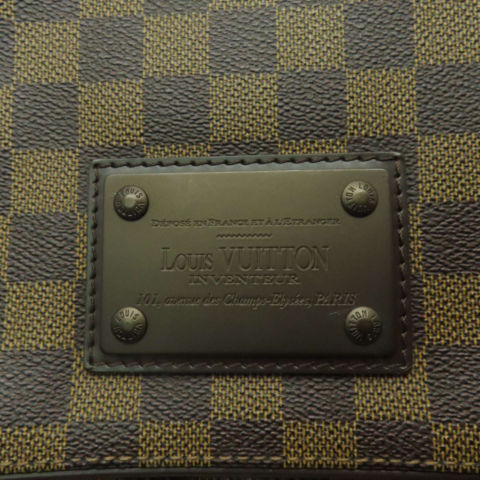 LOUIS VUITTON Damier Brooklyn MM金扣肩背袋啡色