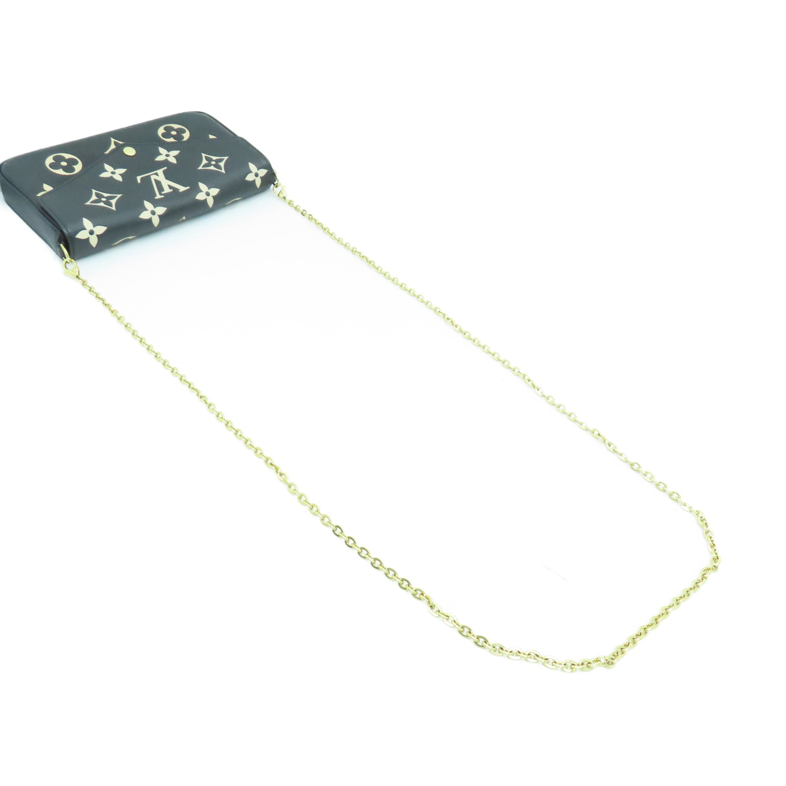 LOUIS VUITTON Monogram Empreinte Felicie Pochette Gold Buckle Chain Shoulder Bag Black/White