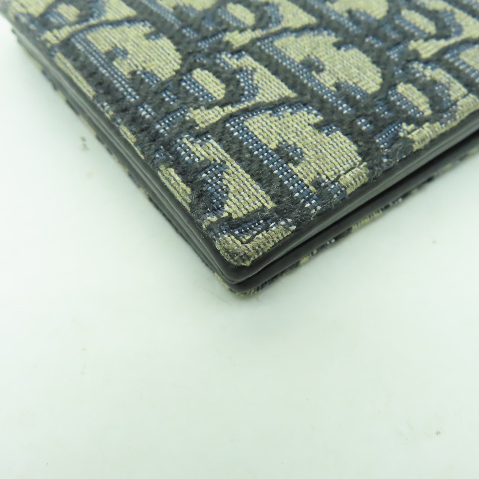 Dior 帆布Tri-Fold Compact Wallet錢包白色/藍色