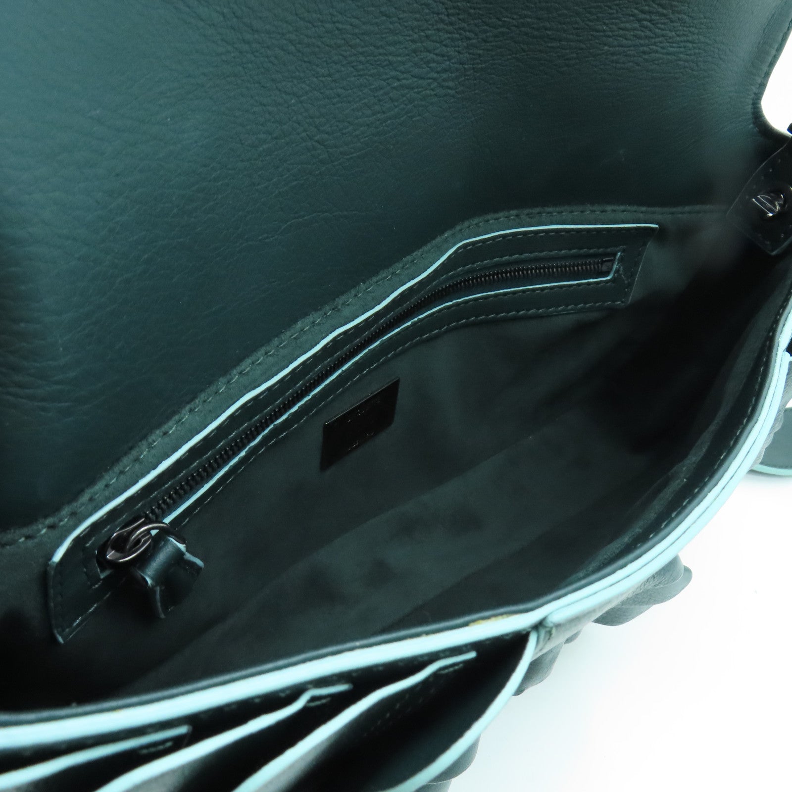FENDI 牛皮皮革Shoulder Bag銀扣肩背袋綠色