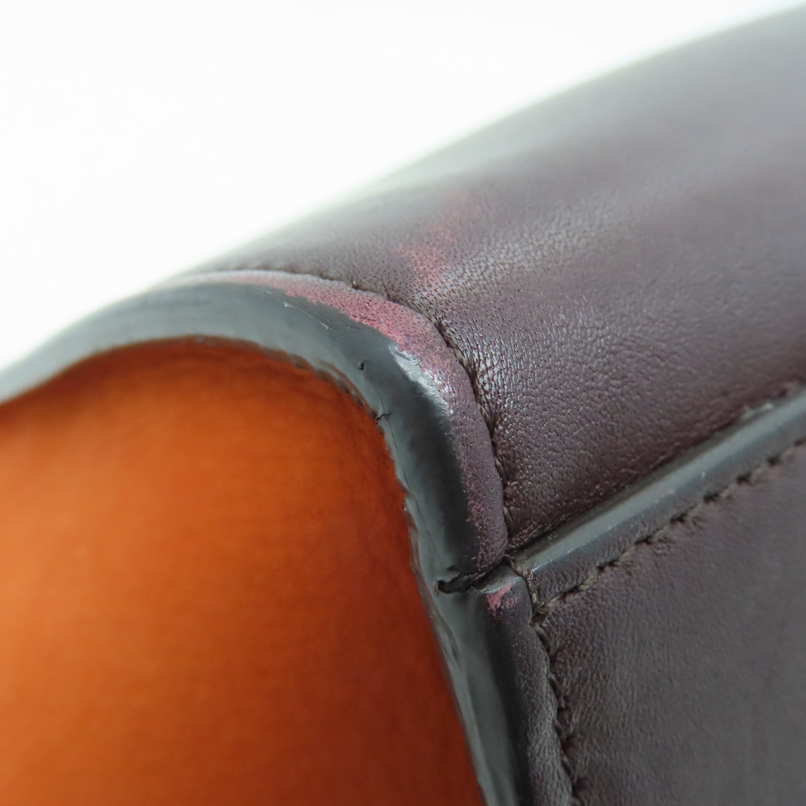 CELINE Cowhide Leather Trapeze Gold Buckle Handle Shoulder Bag Brown/Orange