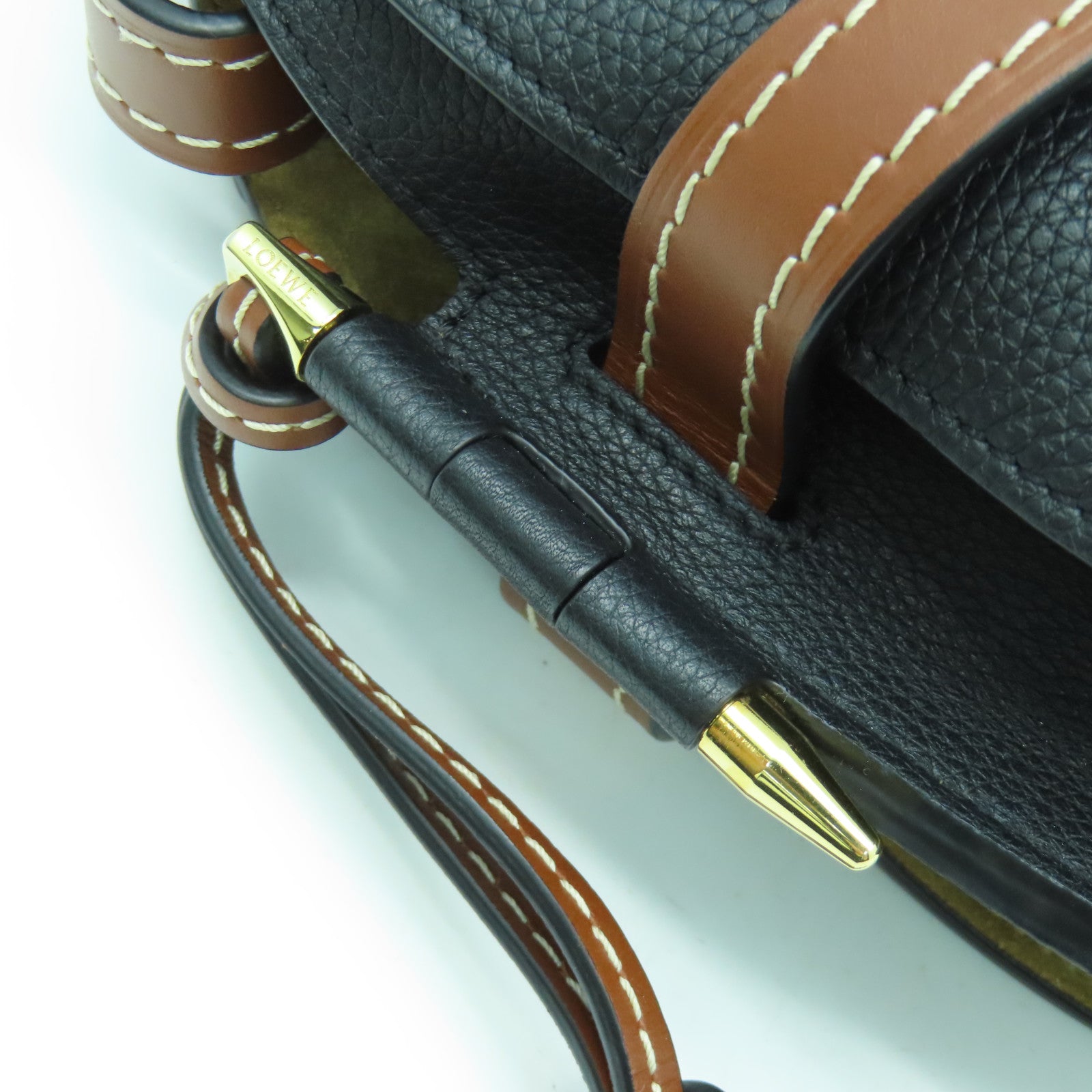 LOEWE 【激減優惠】牛皮皮革Gate Small金扣肩背袋黑色/啡色