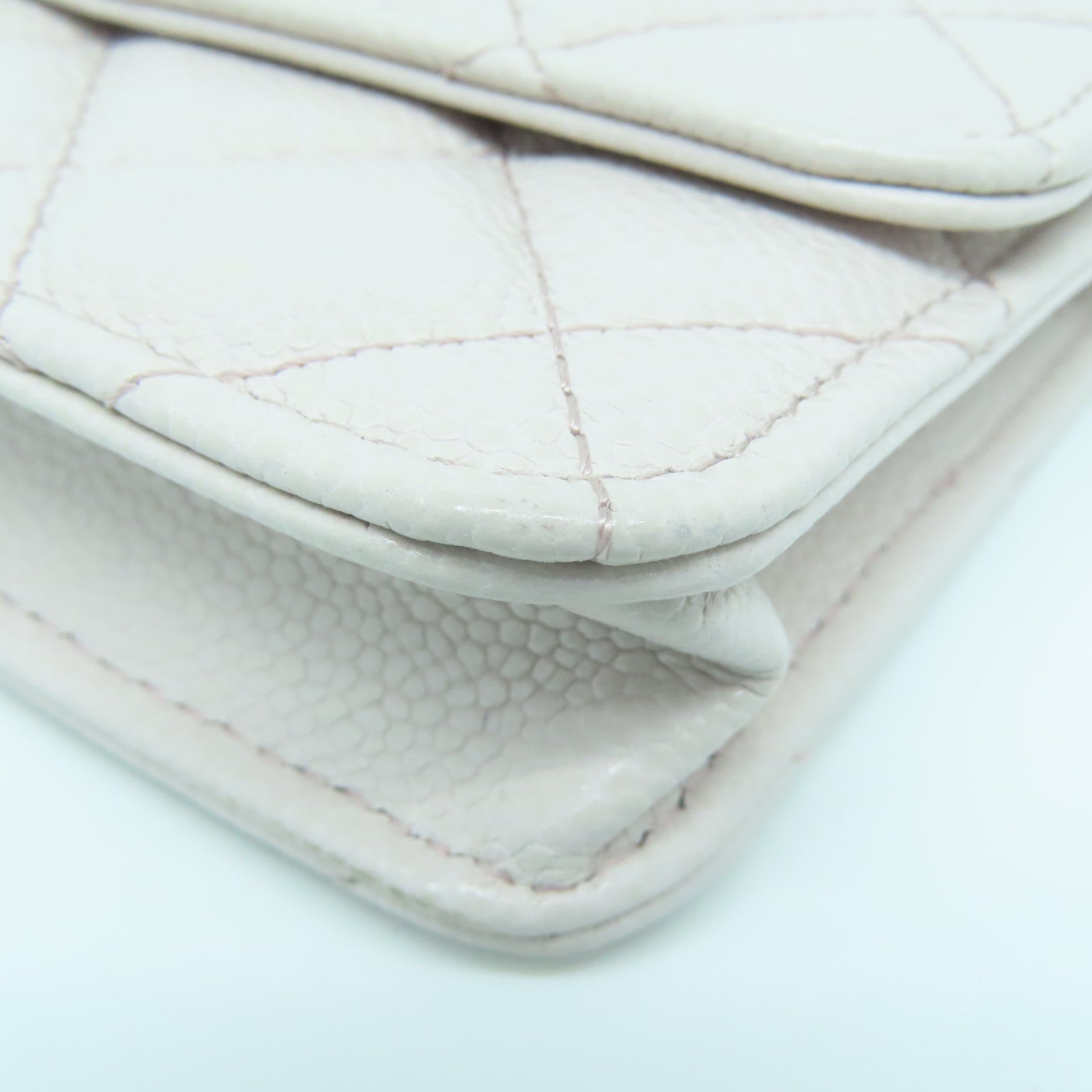 CHANEL 菱格Caviar皮革Chain Shoulder Bag金扣链带肩背袋粉红色