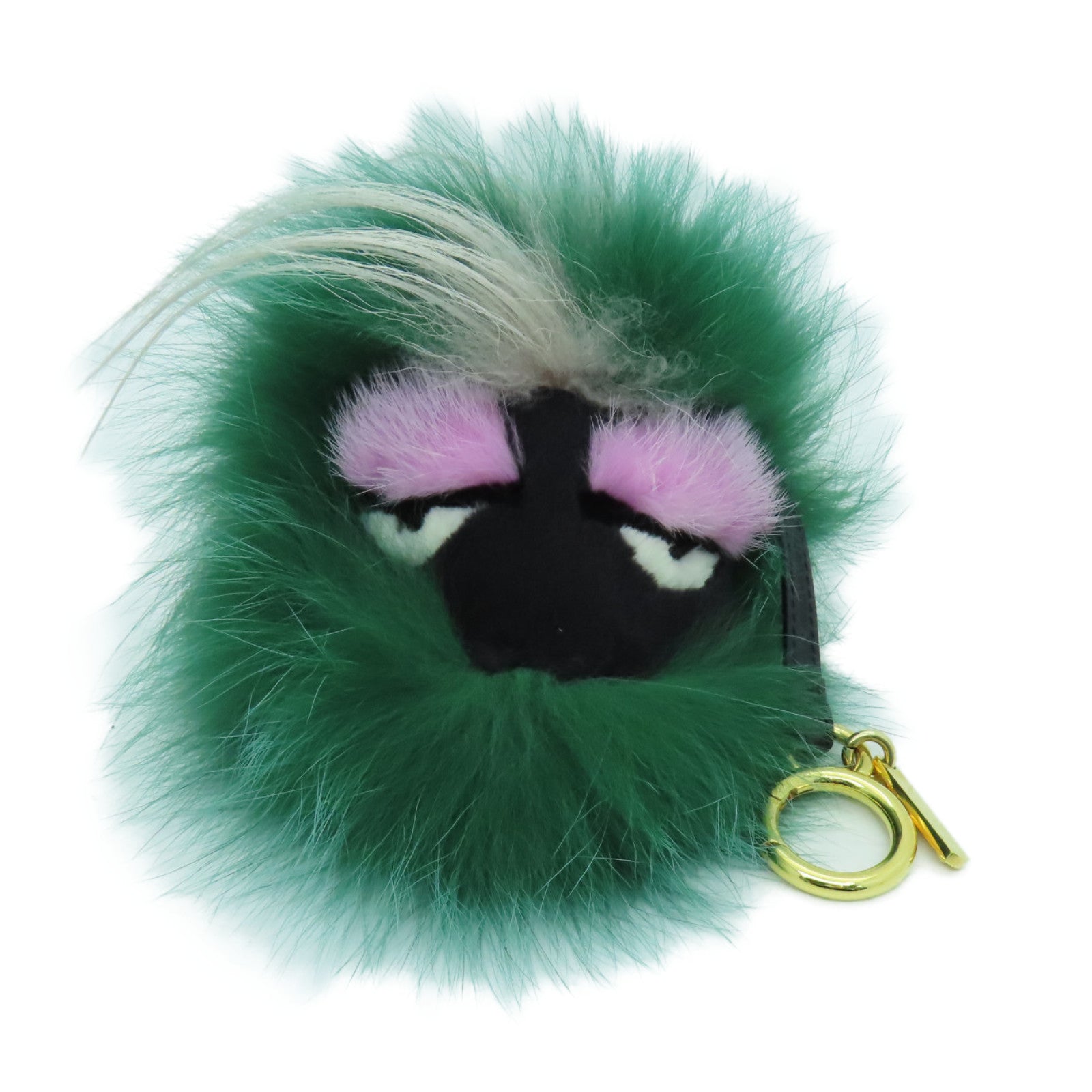 FENDI 毛茸Monster Bug Charm金扣掛飾綠色