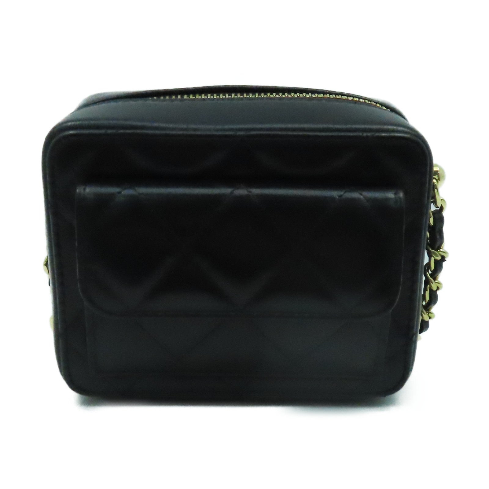 CHANEL 菱格牛皮皮革Chain Shoulder Bag金扣鏈帶肩背袋黑色