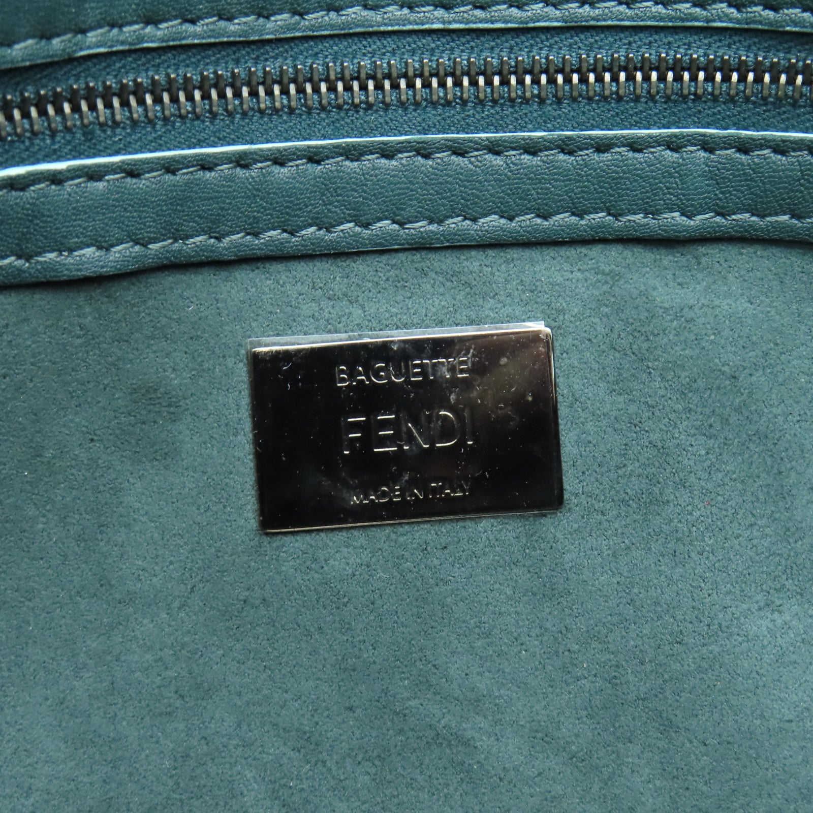 FENDI 牛皮皮革Shoulder Bag銀扣肩背袋綠色