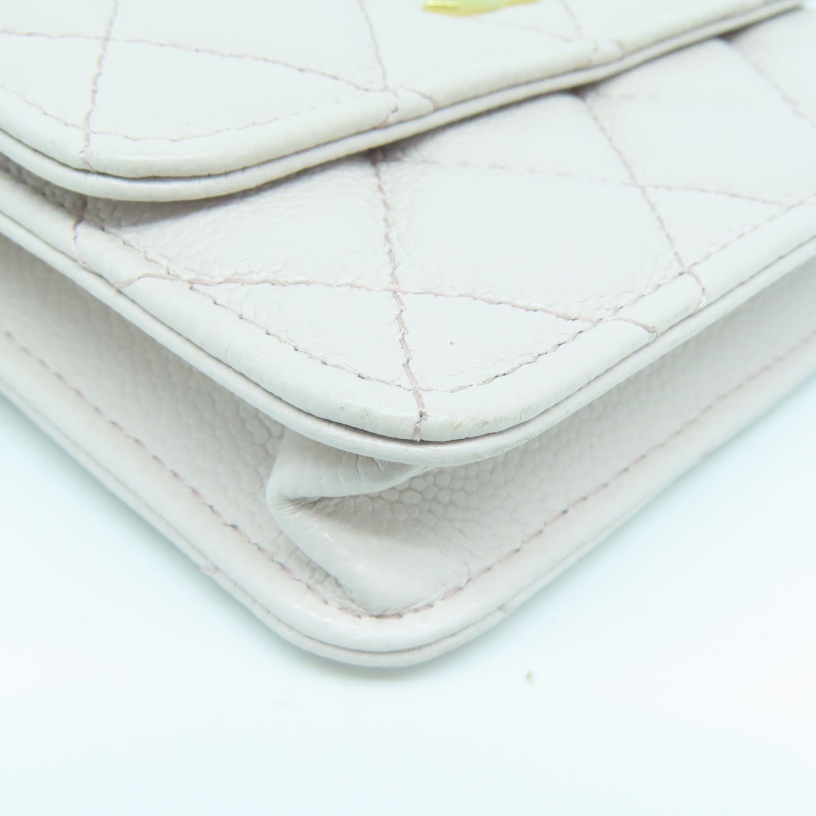 CHANEL 菱格Caviar皮革Chain Shoulder Bag金扣链带肩背袋粉红色