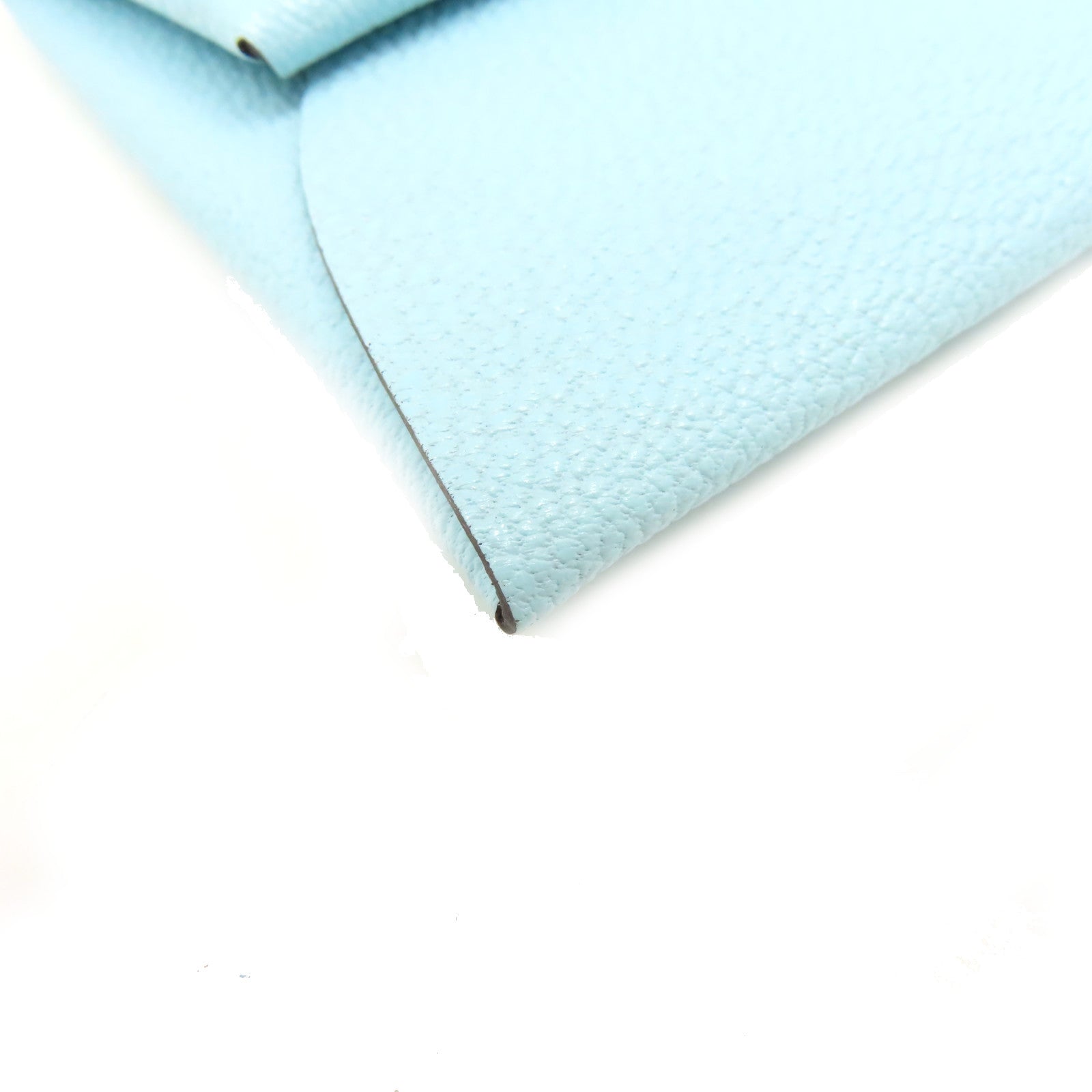 HERMES 【激減優惠】Chevre皮革Bastia Coin Purse銀扣鏈帶包Bleu Zephyr/微風藍色