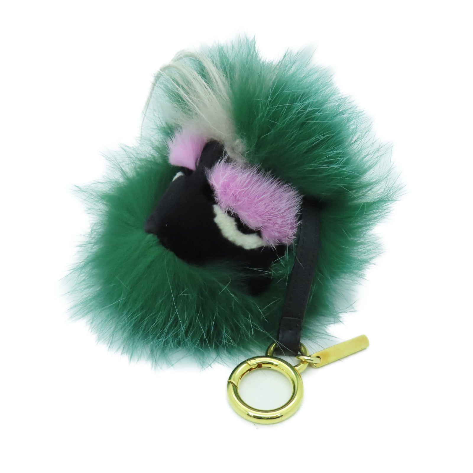 FENDI 毛茸Monster Bug Charm金扣掛飾綠色