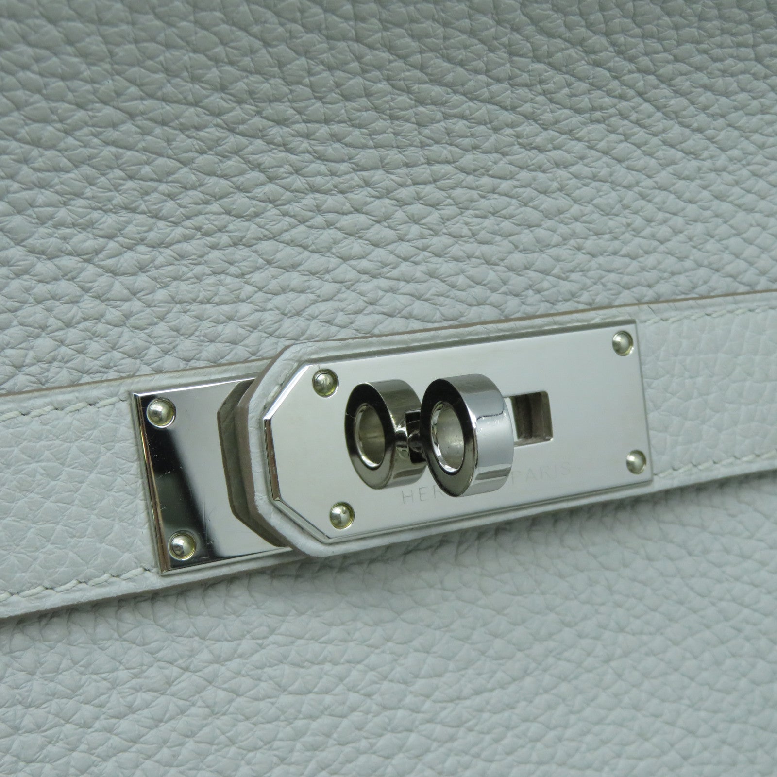 HERMES Clemence皮革Jypsiere 31銀扣肩背袋Gris Perle珍珠灰色