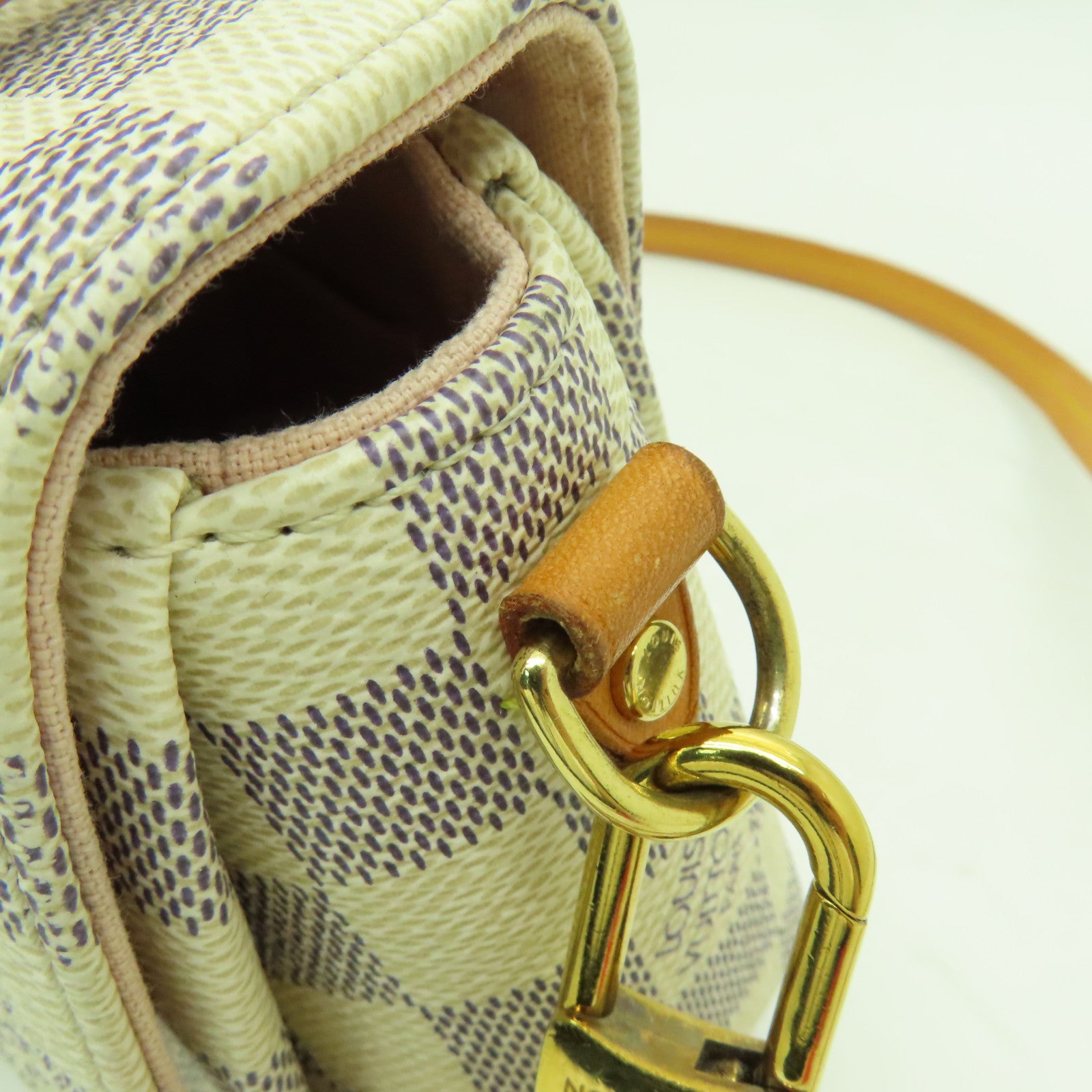 LOUIS VUITTON Damier Azur Croisette金扣手挽肩背兩用袋白色