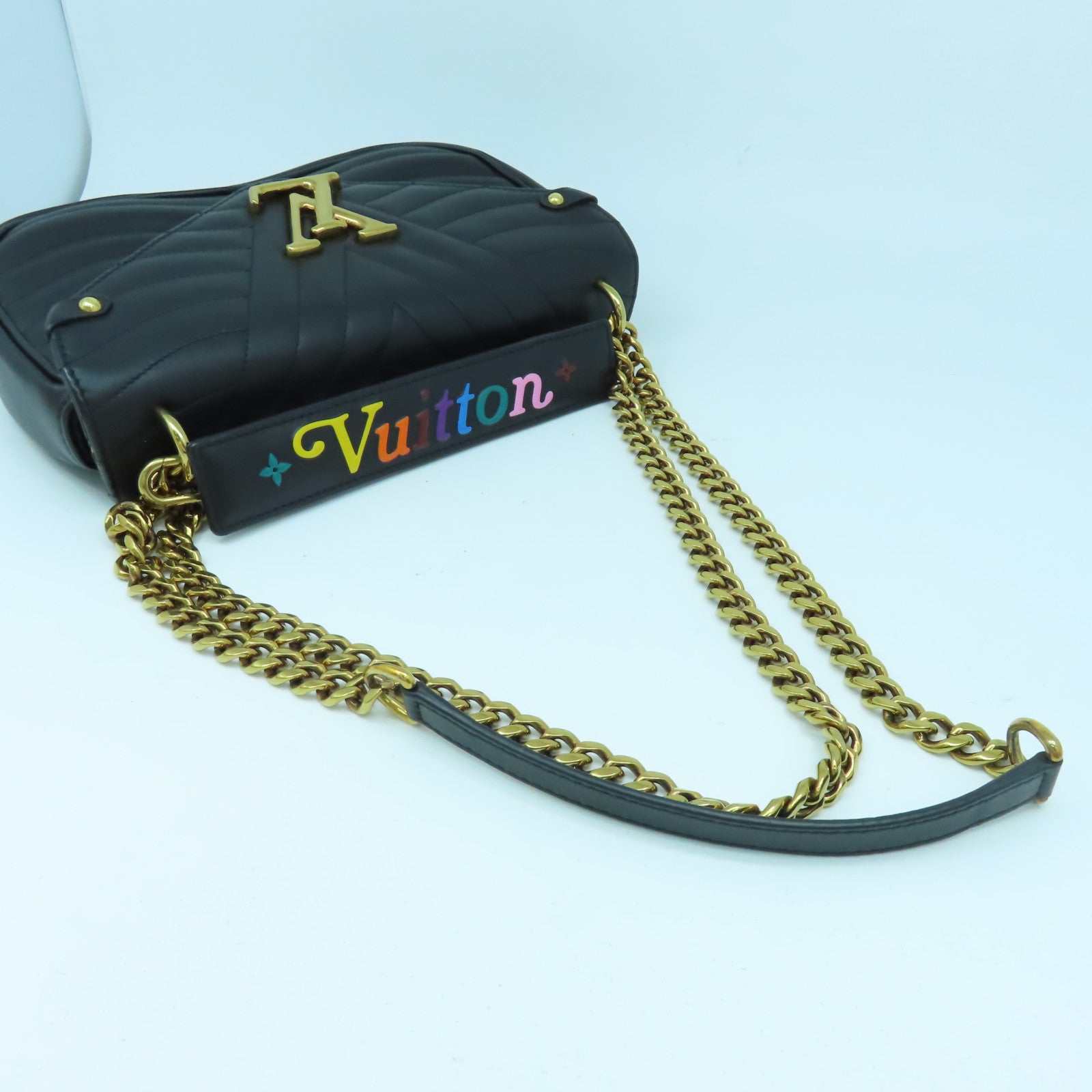 LOUIS VUITTON 牛皮皮革New Wave MM金扣手挽肩背兩用袋黑色