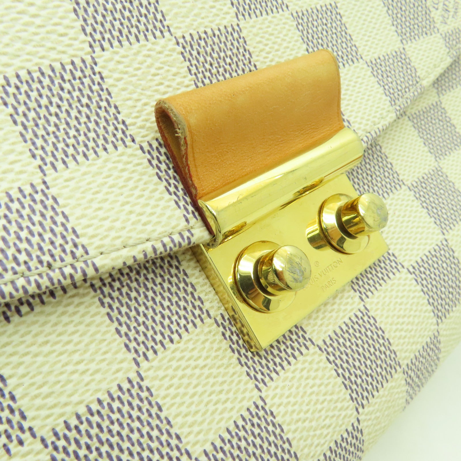 LOUIS VUITTON Damier Azur Croisette金扣手挽肩背兩用袋白色