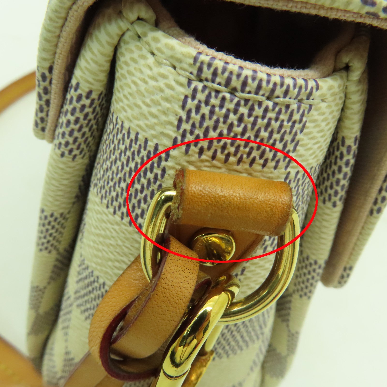 LOUIS VUITTON Damier Azur Croisette金扣手挽肩背兩用袋白色
