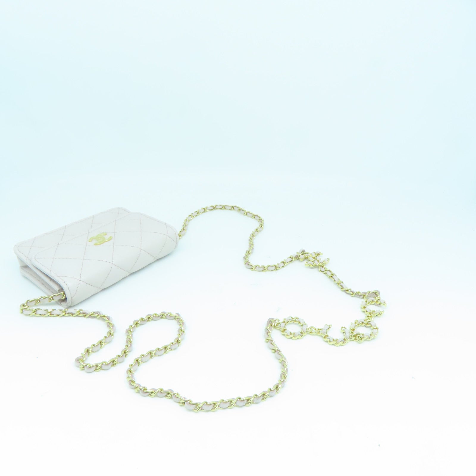 CHANEL 菱格Caviar皮革Chain Shoulder Bag金扣链带肩背袋粉红色