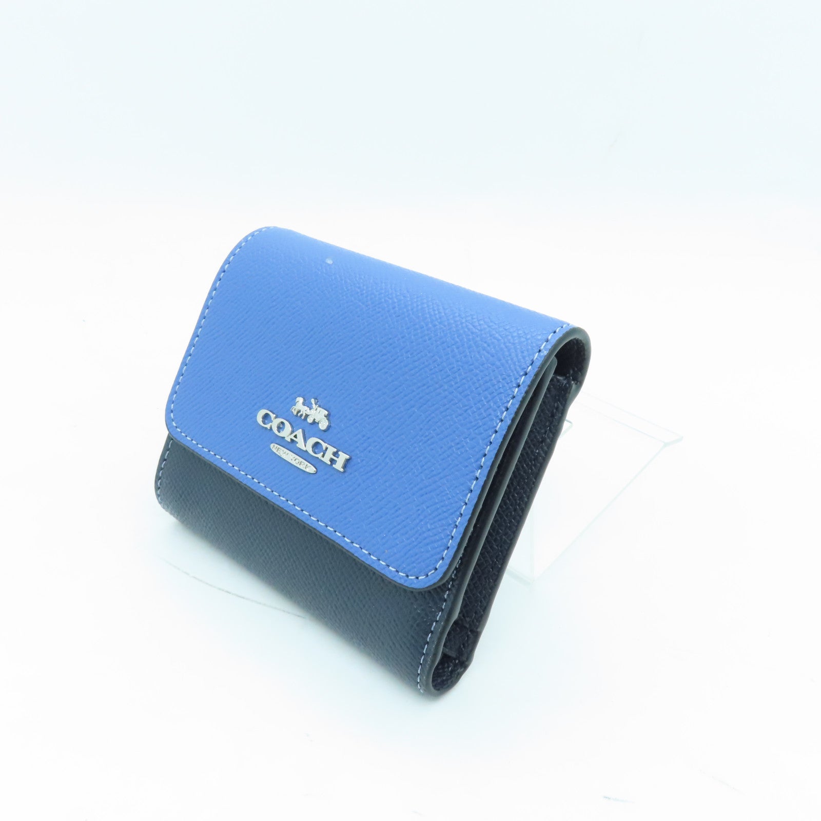 COACH 涂层帆布Wallet银扣钱包黑色蓝色