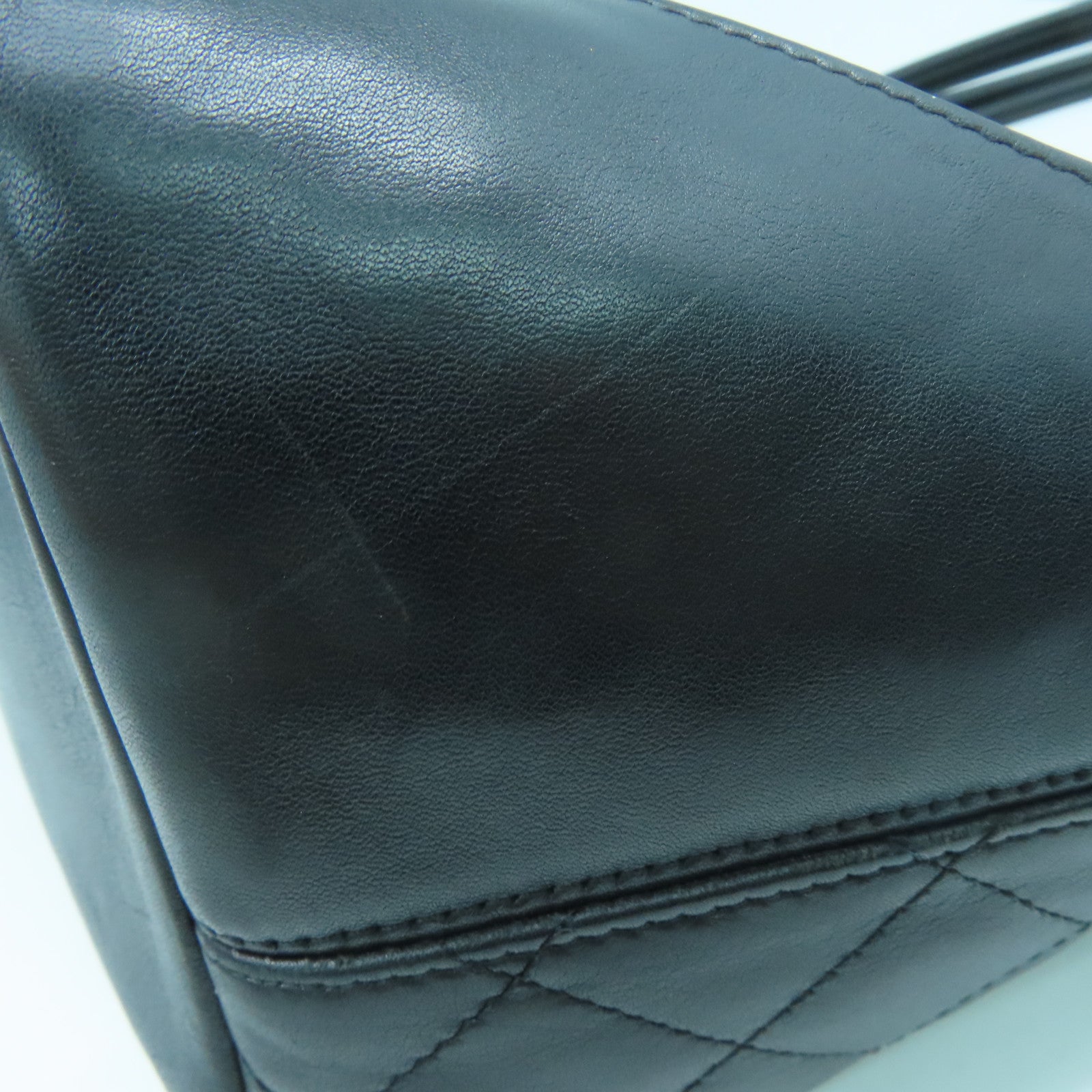 CHANEL 菱格牛皮皮革Cambon Totebag銀扣肩背袋黑色