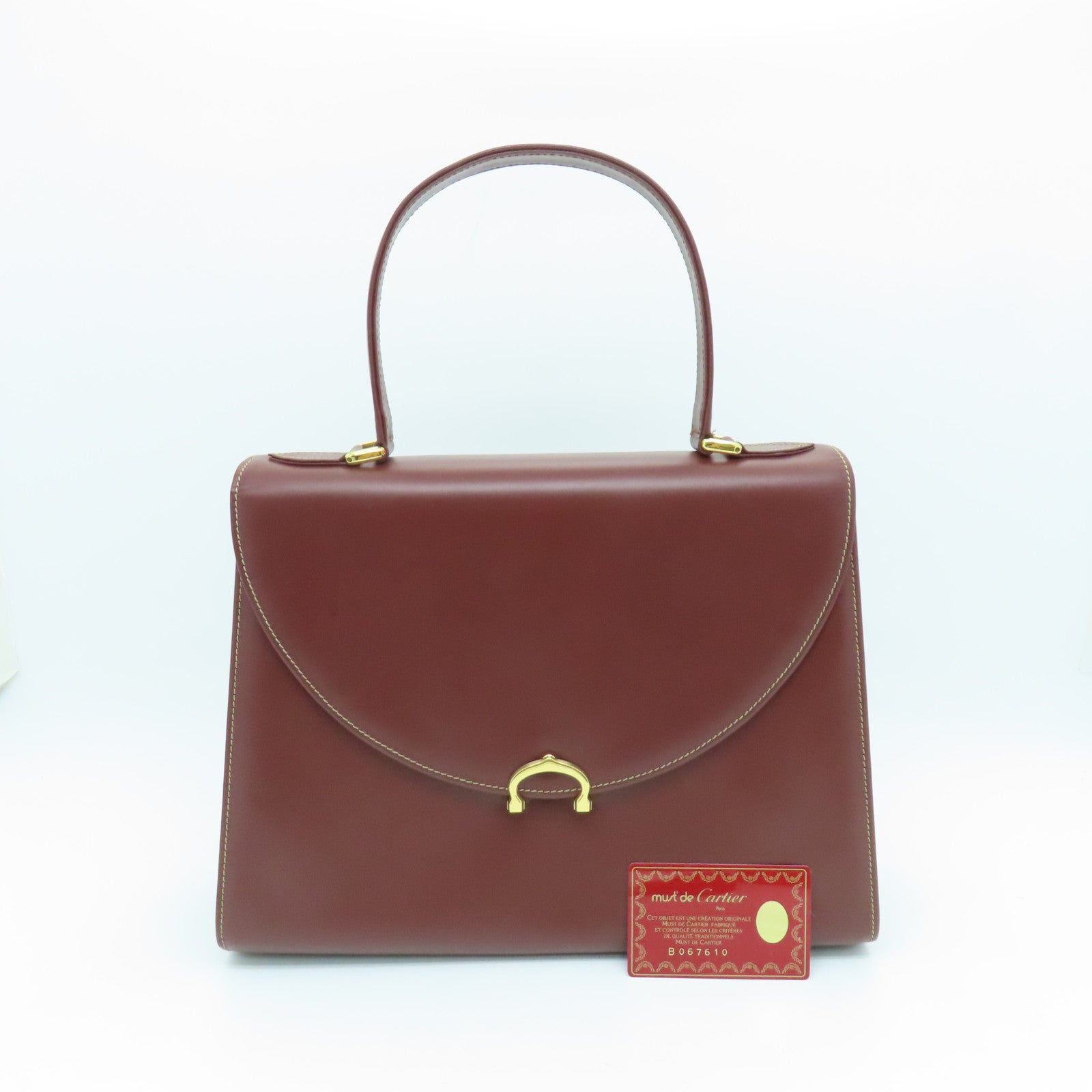 CARTIER 【激減優惠】牛皮皮革Handbag金扣手挽袋紅色