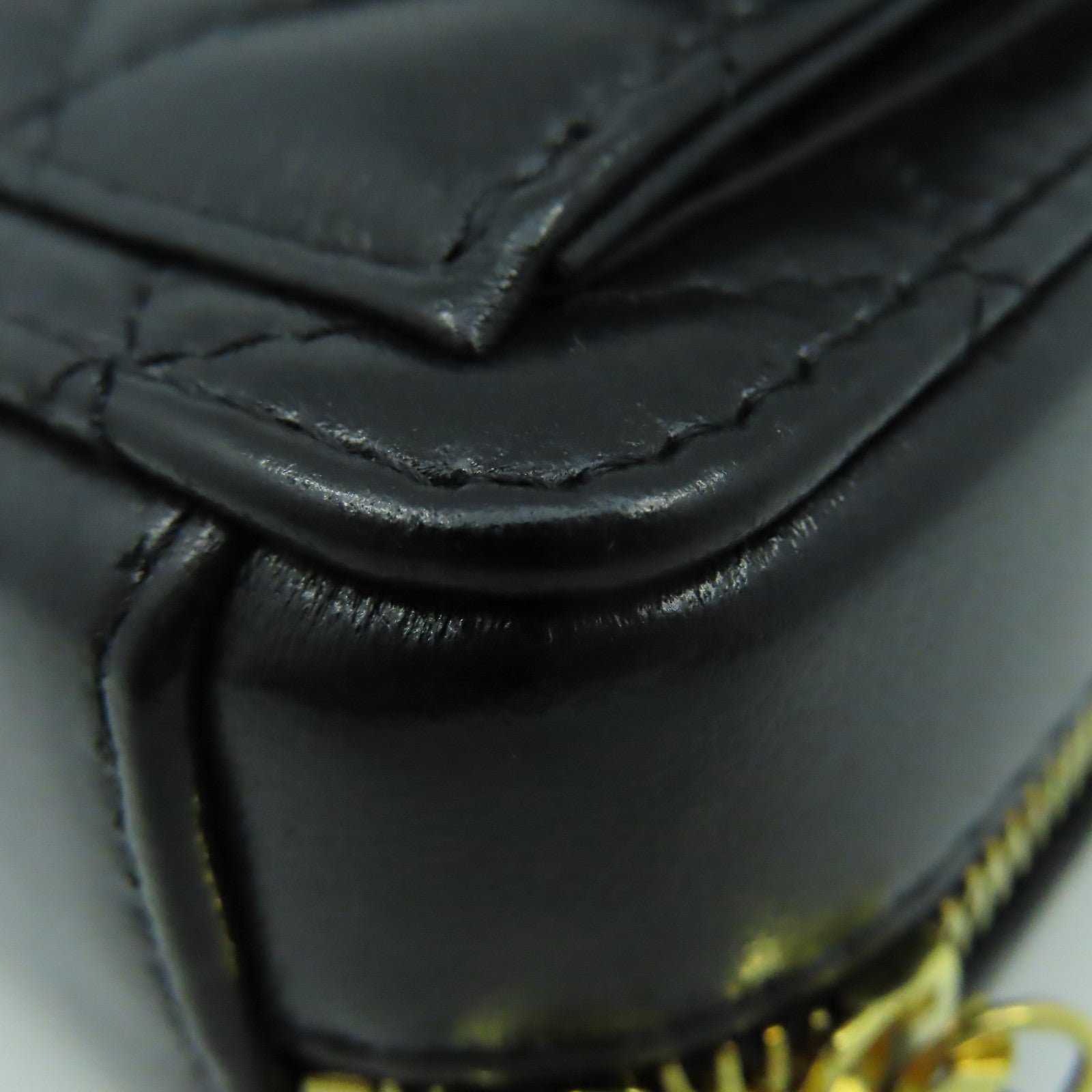 CHANEL 菱格牛皮皮革Chain Shoulder Bag金扣鏈帶肩背袋黑色