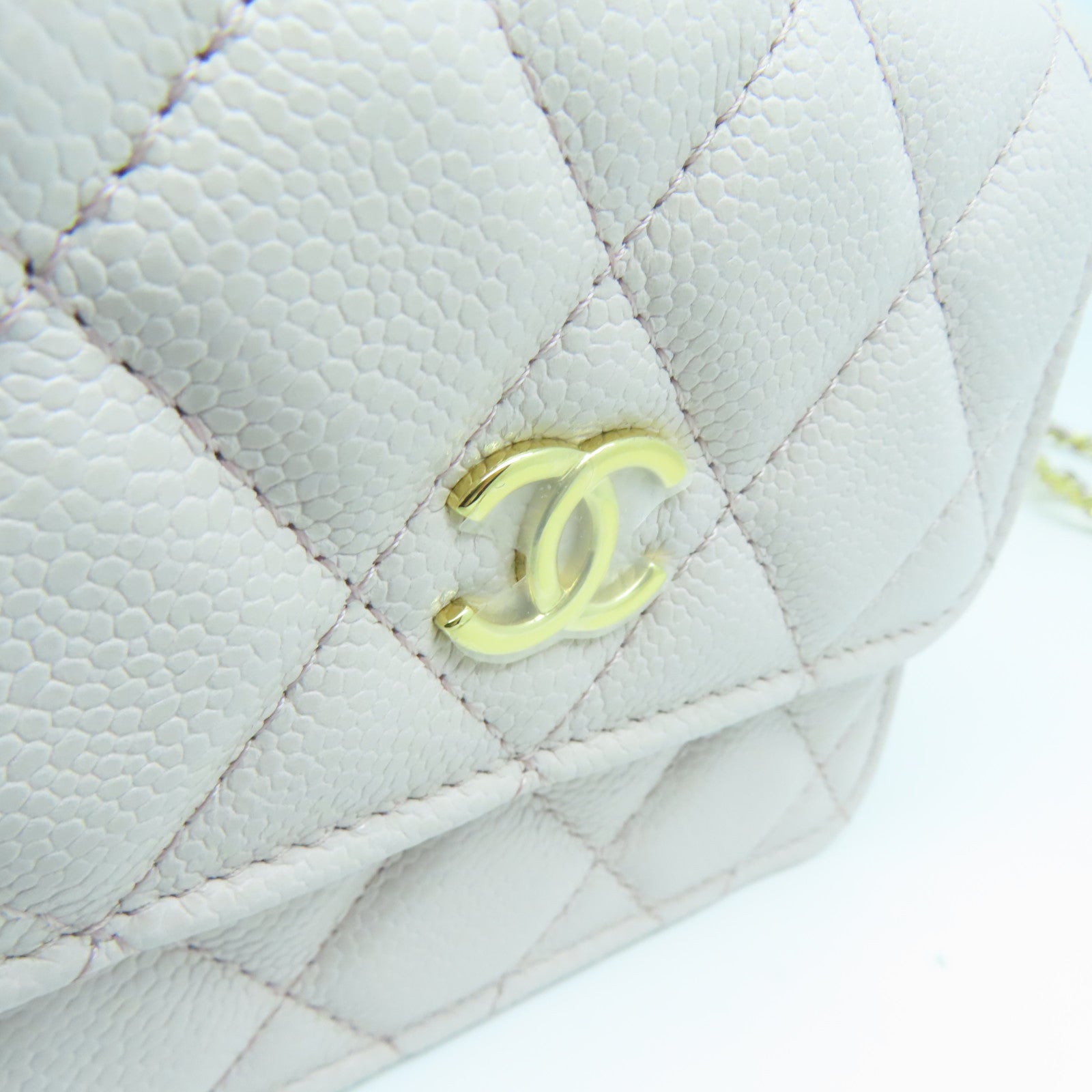 CHANEL 菱格Caviar皮革Chain Shoulder Bag金扣链带肩背袋粉红色