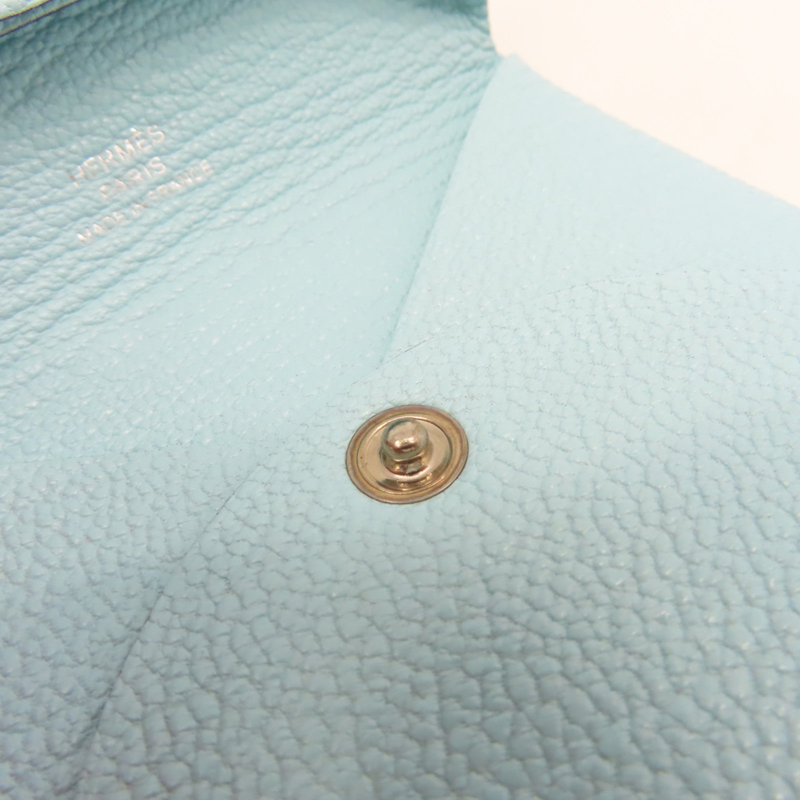 HERMES 【激減優惠】Chevre皮革Bastia Coin Purse銀扣鏈帶包Bleu Zephyr/微風藍色