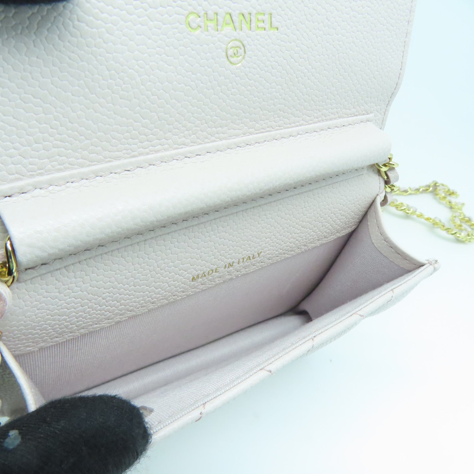 CHANEL 菱格Caviar皮革Chain Shoulder Bag金扣链带肩背袋粉红色