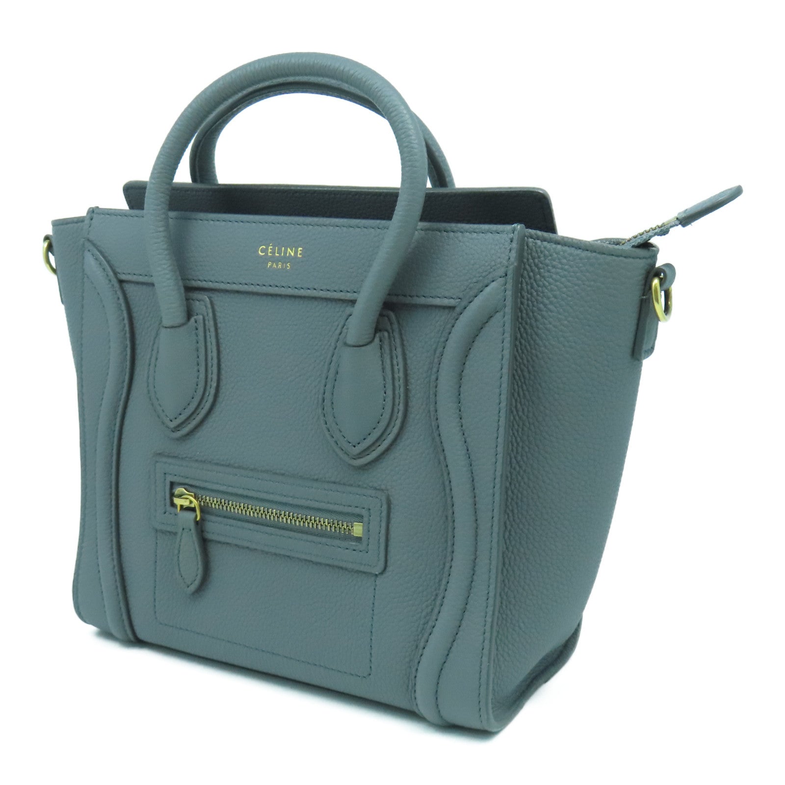 CELINE 【激減優惠】牛皮皮革Nano Luggage金扣手挽肩背兩用袋灰色