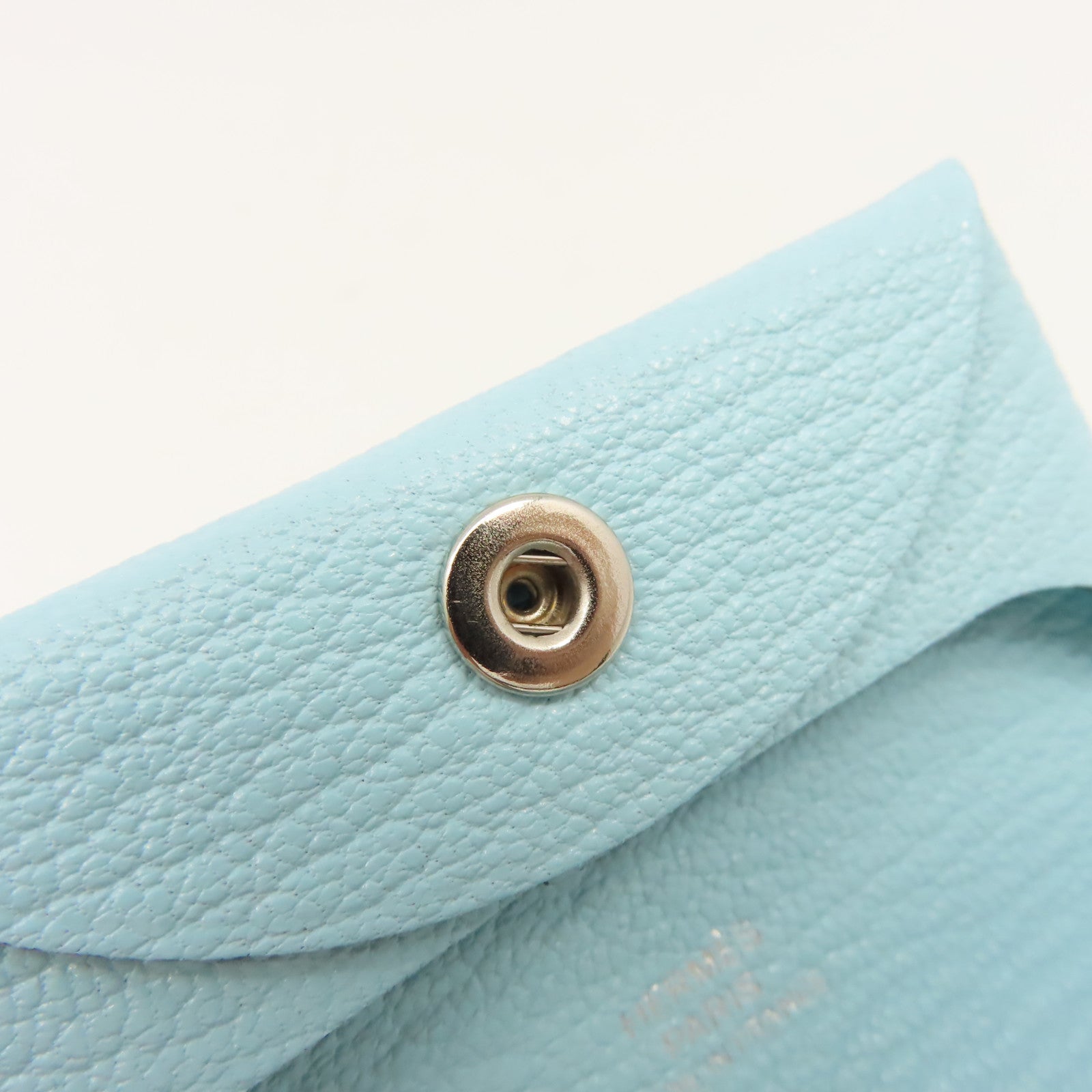 HERMES 【激減優惠】Chevre皮革Bastia Coin Purse銀扣鏈帶包Bleu Zephyr/微風藍色