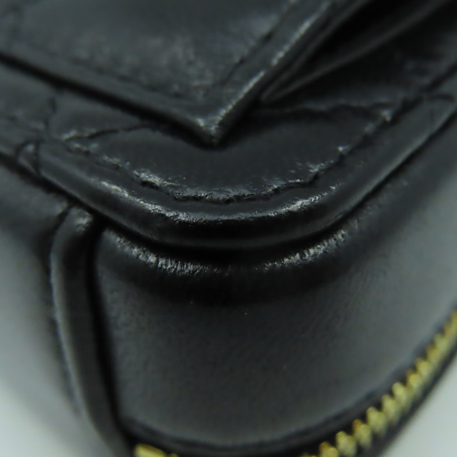 CHANEL 菱格牛皮皮革Chain Shoulder Bag金扣鏈帶肩背袋黑色