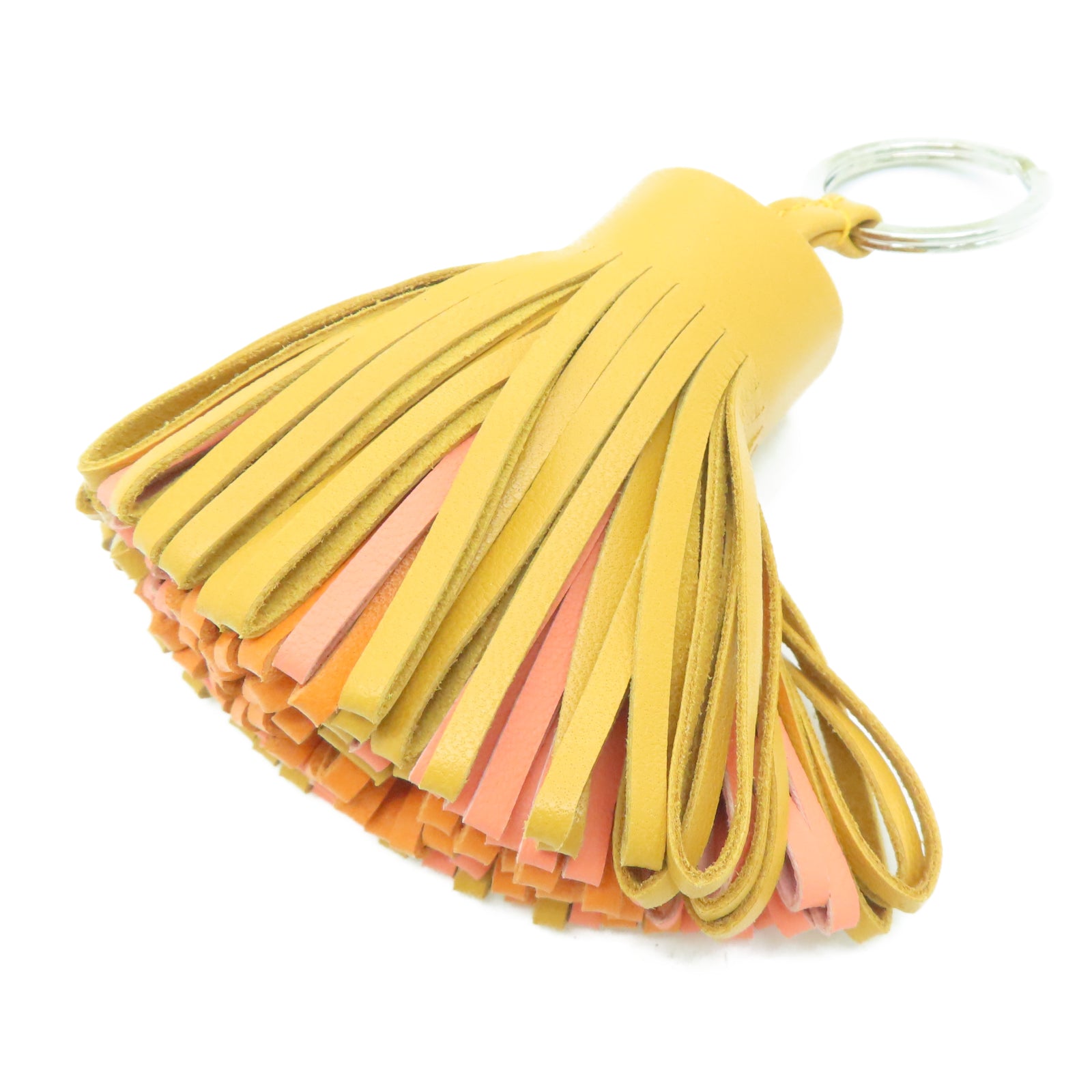 HERMES Swift Leather Carmen Silver Buckle Charm Yellow