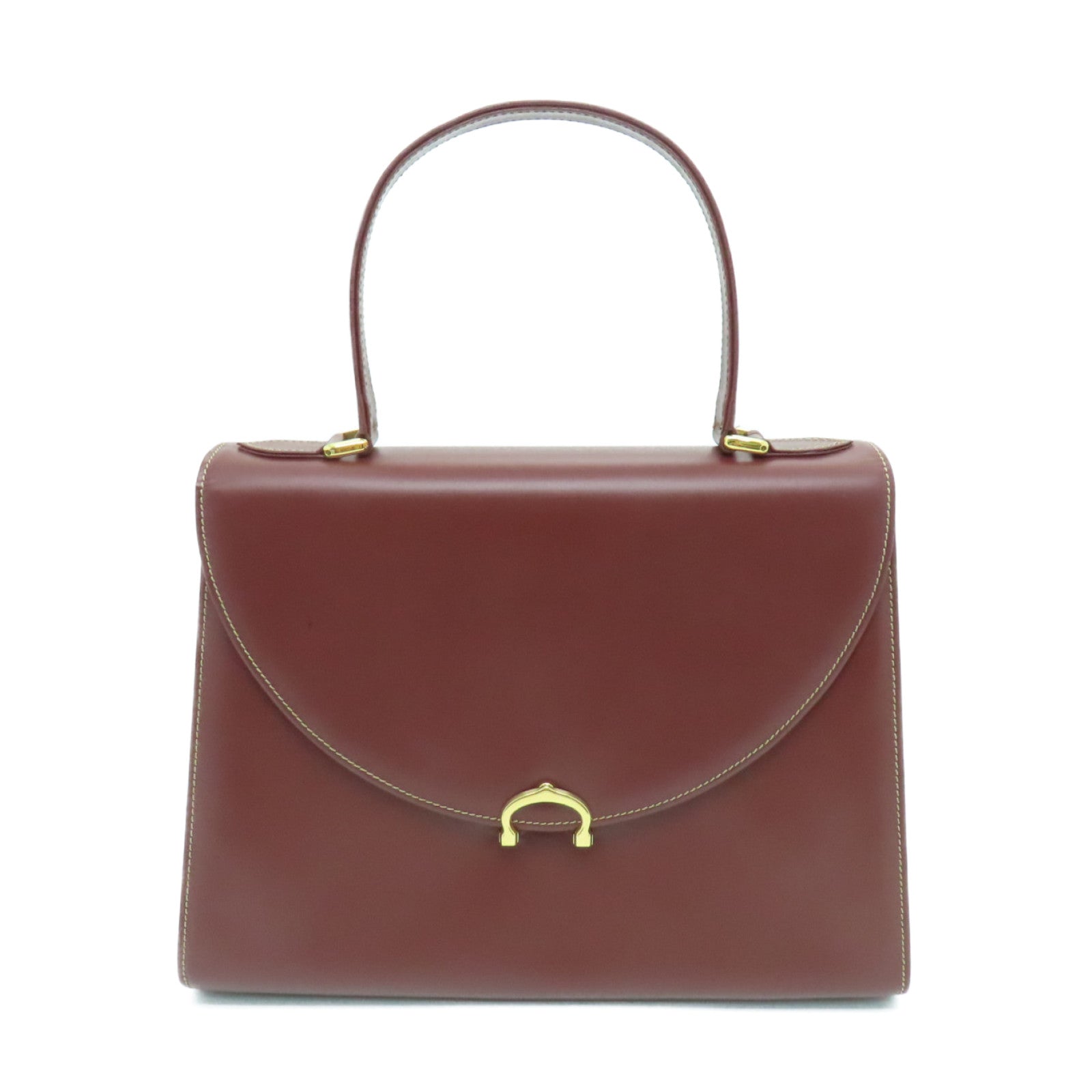 CARTIER 【激減優惠】牛皮皮革Handbag金扣手挽袋紅色