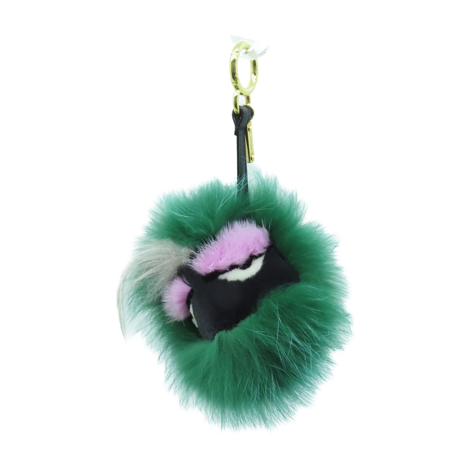 FENDI 毛茸Monster Bug Charm金扣掛飾綠色