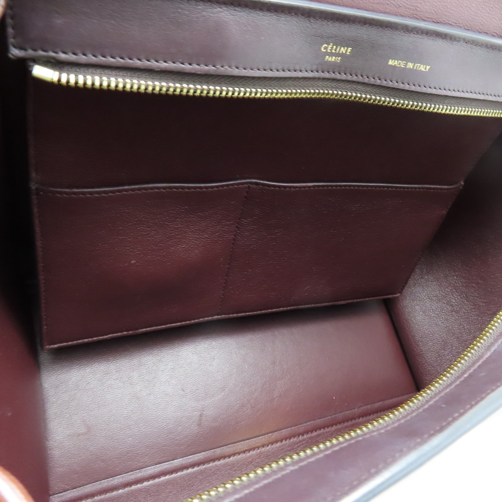 CELINE Cowhide Leather Trapeze Gold Buckle Handle Shoulder Bag Brown/Orange