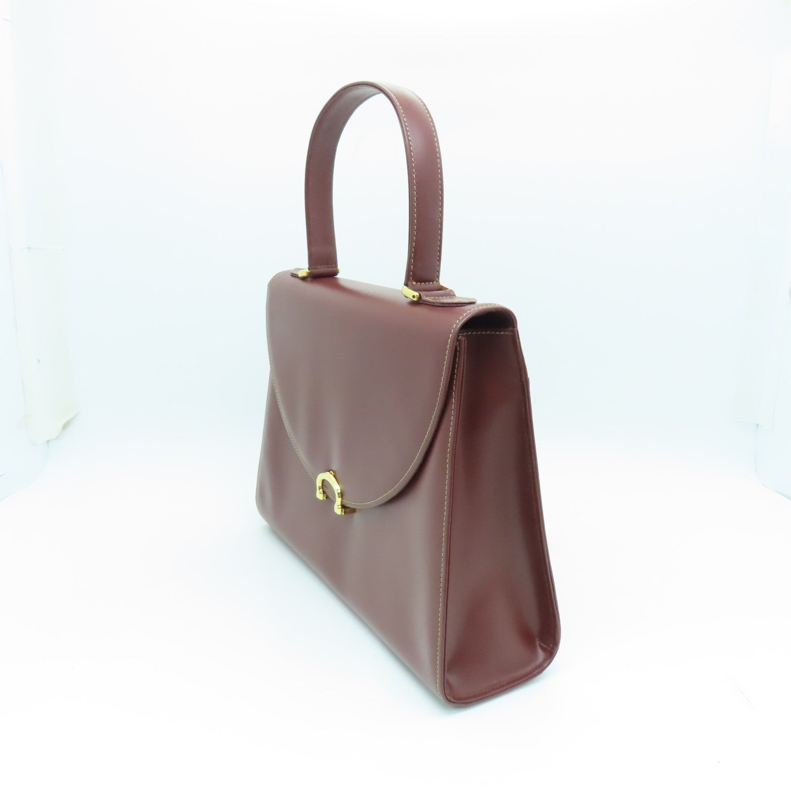 CARTIER 【激減優惠】牛皮皮革Handbag金扣手挽袋紅色