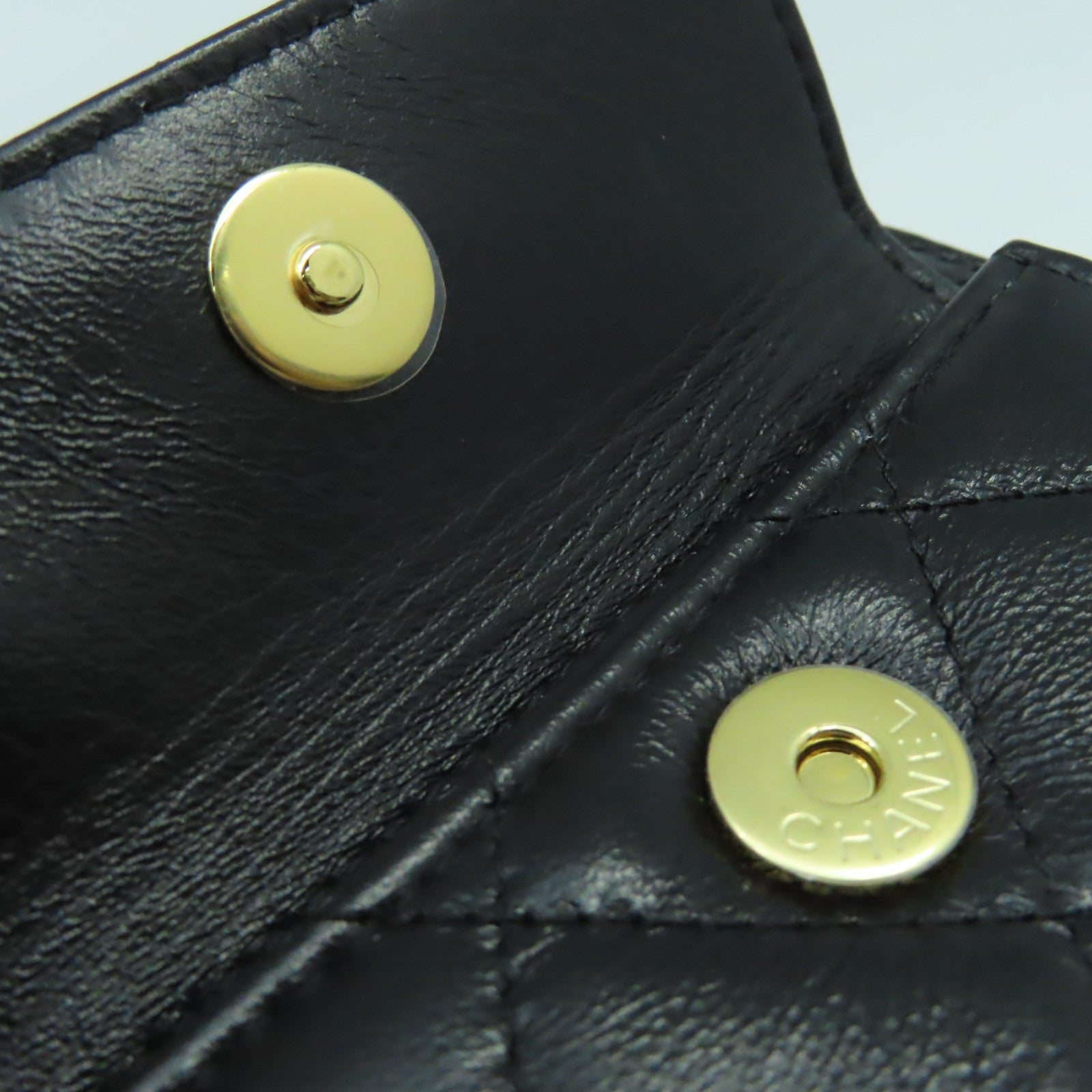 CHANEL 菱格牛皮皮革Chain Shoulder Bag金扣鏈帶肩背袋黑色