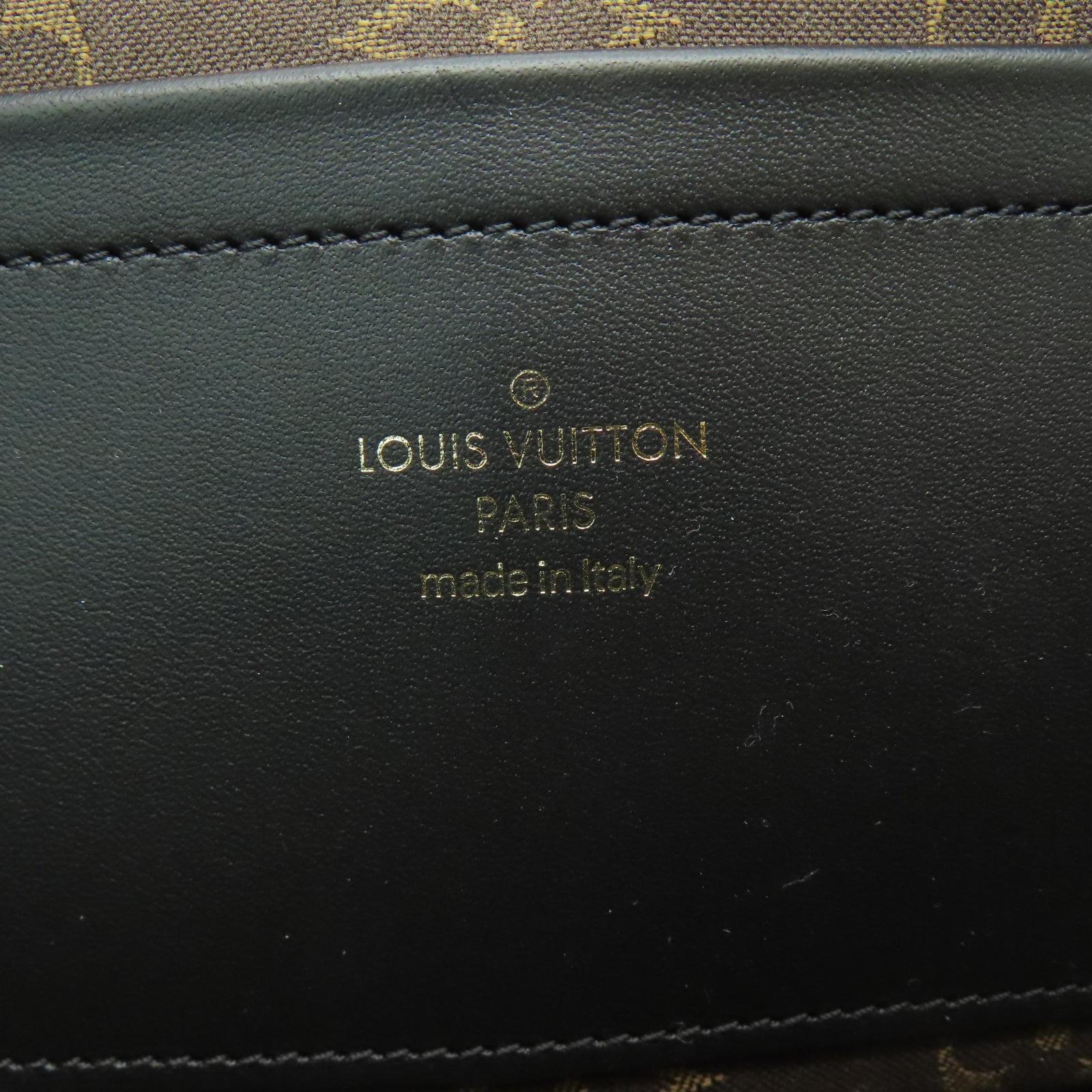 LOUIS VUITTON Cowhide Leather Utility Gold Buckle Shoulder Bag Black