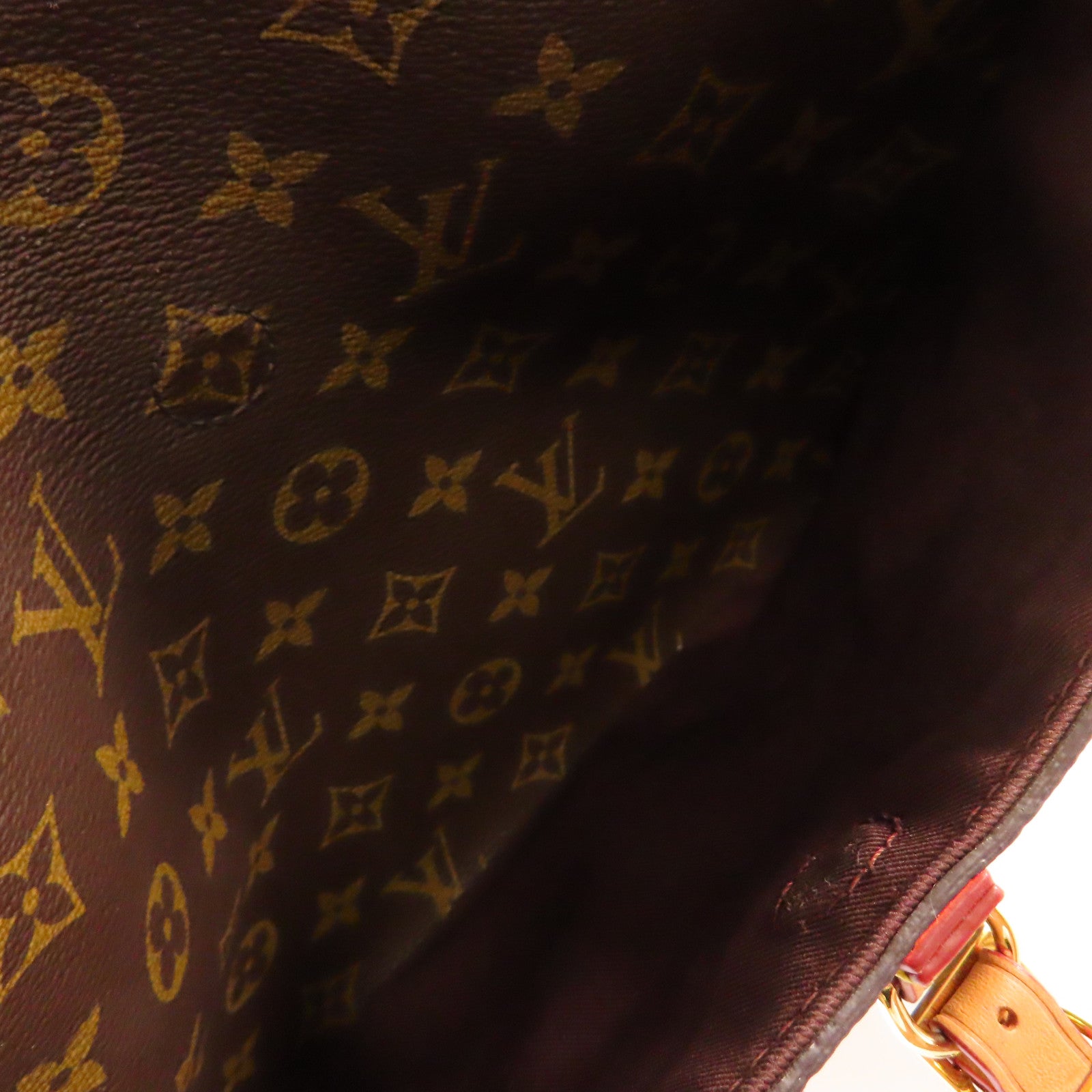 LOUIS VUITTON Monogram Odeon MM Shoulder Bag金扣肩背袋啡色