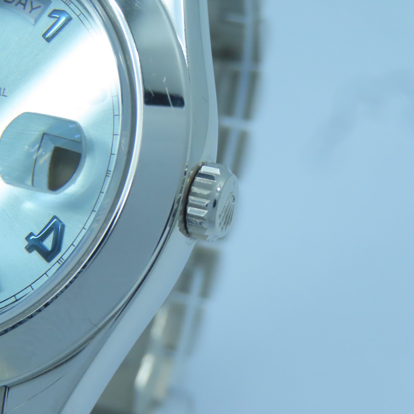 ROLEX Day-Date II白金自動機芯手錶淺藍色